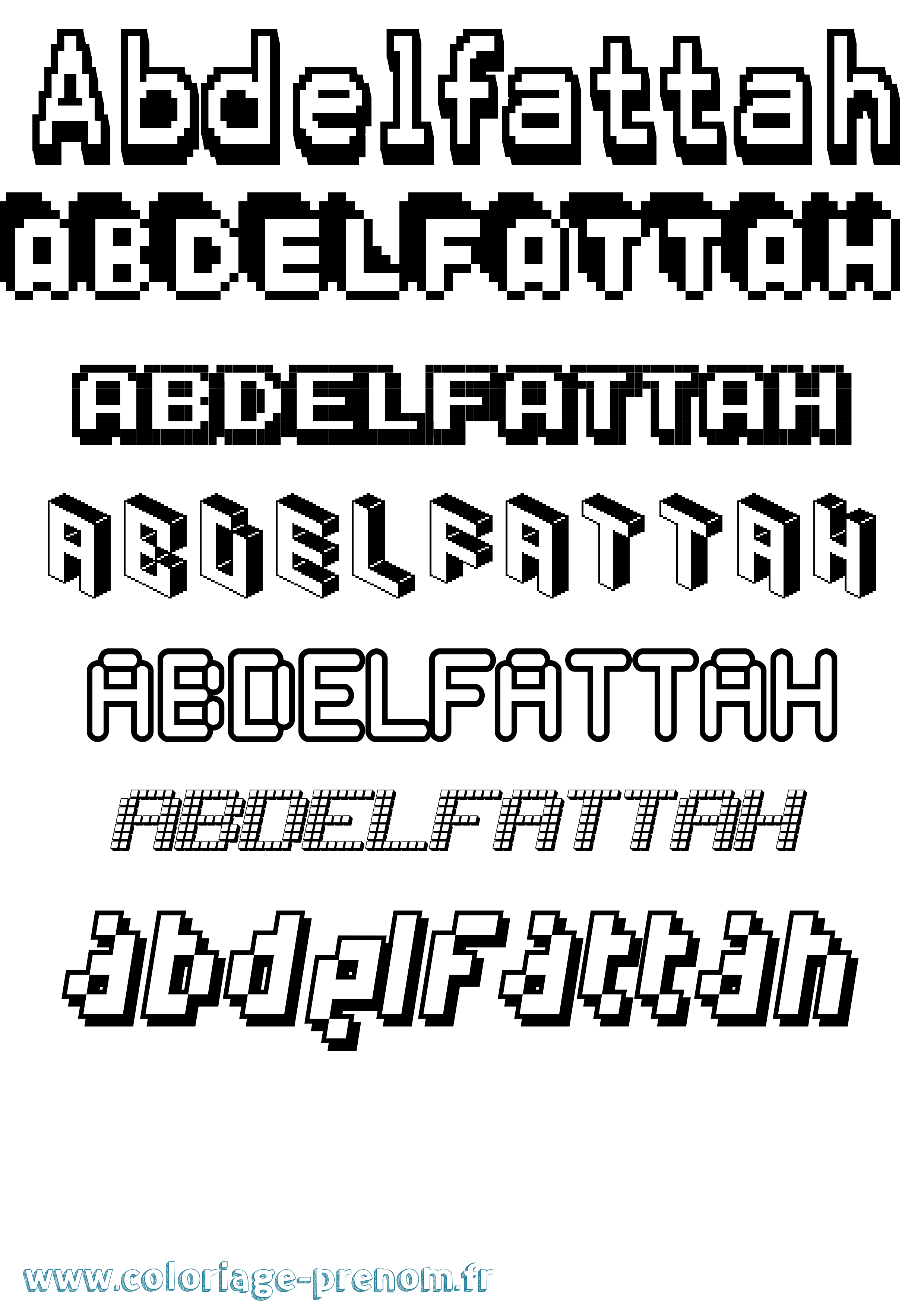 Coloriage prénom Abdelfattah Pixel