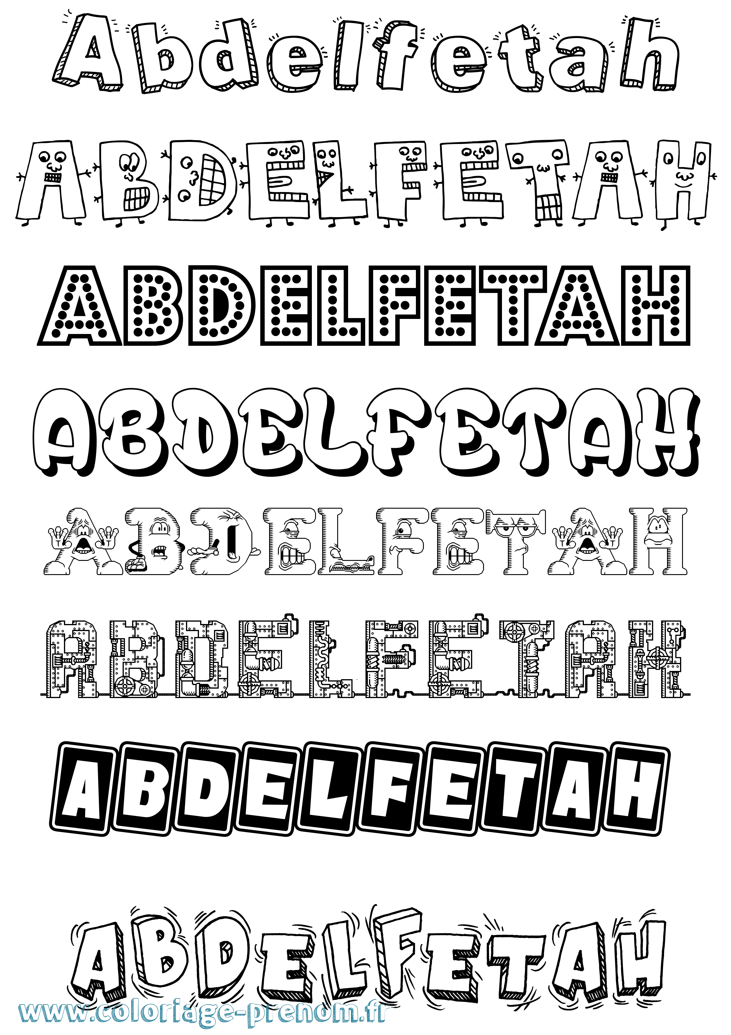 Coloriage prénom Abdelfetah Fun