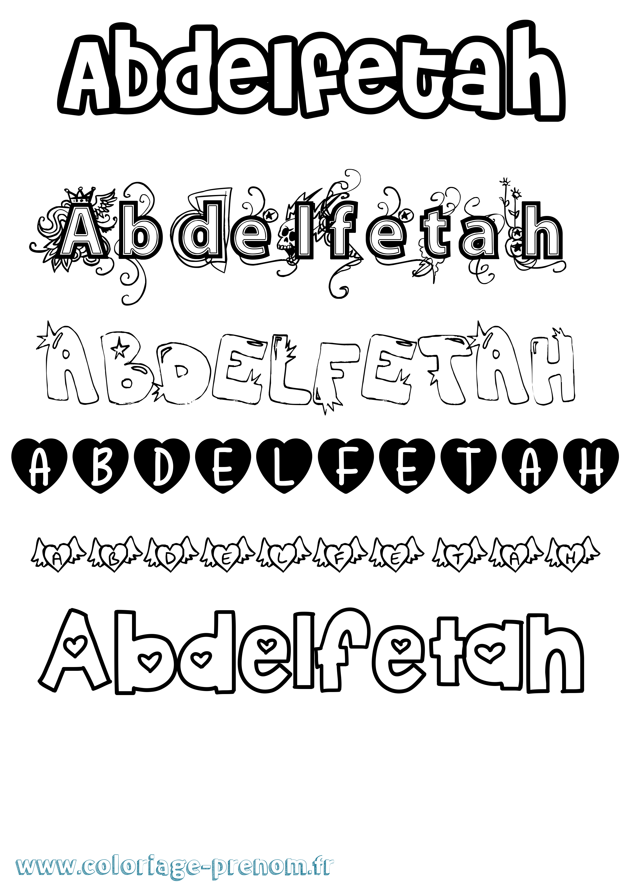 Coloriage prénom Abdelfetah Girly