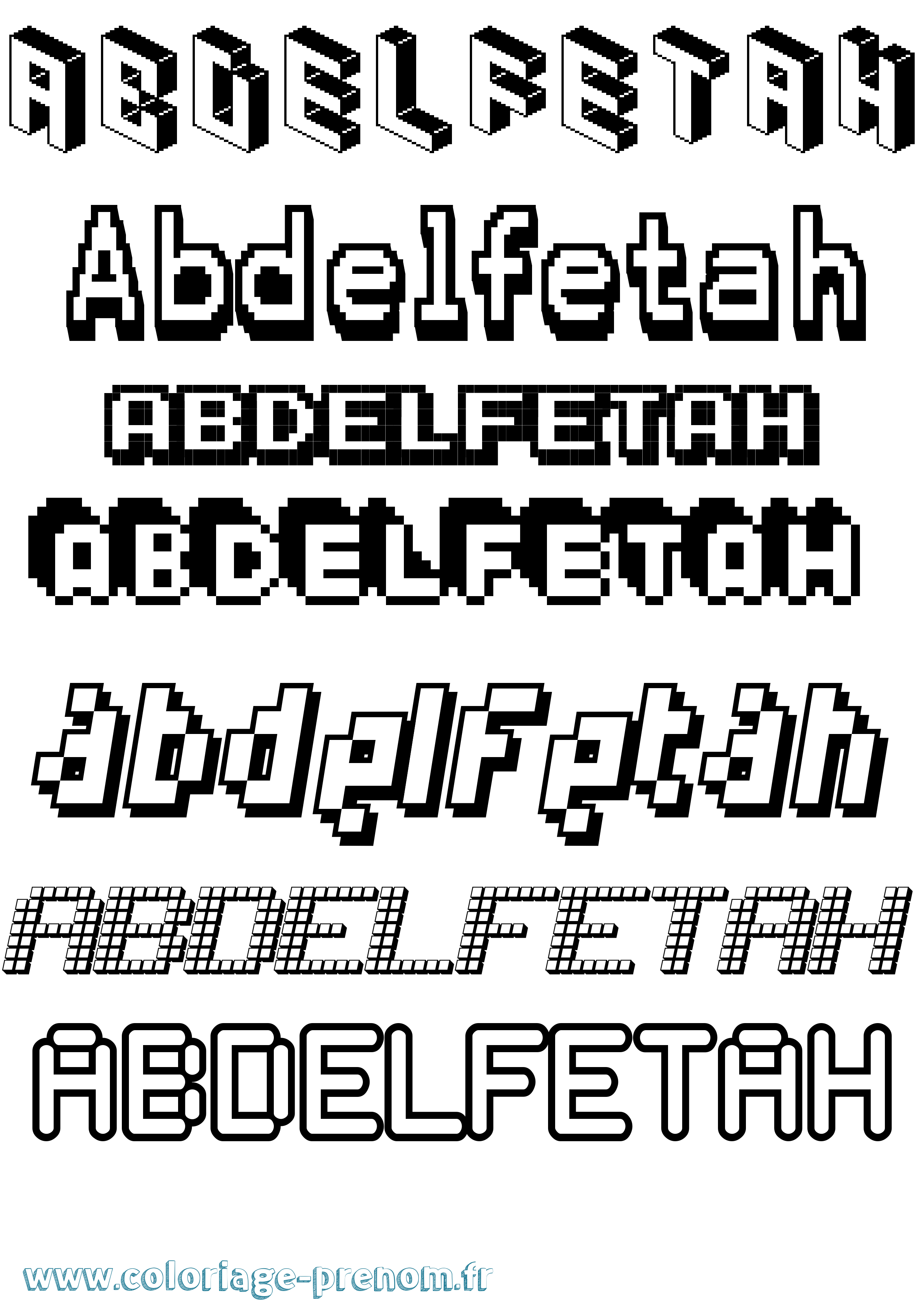 Coloriage prénom Abdelfetah Pixel