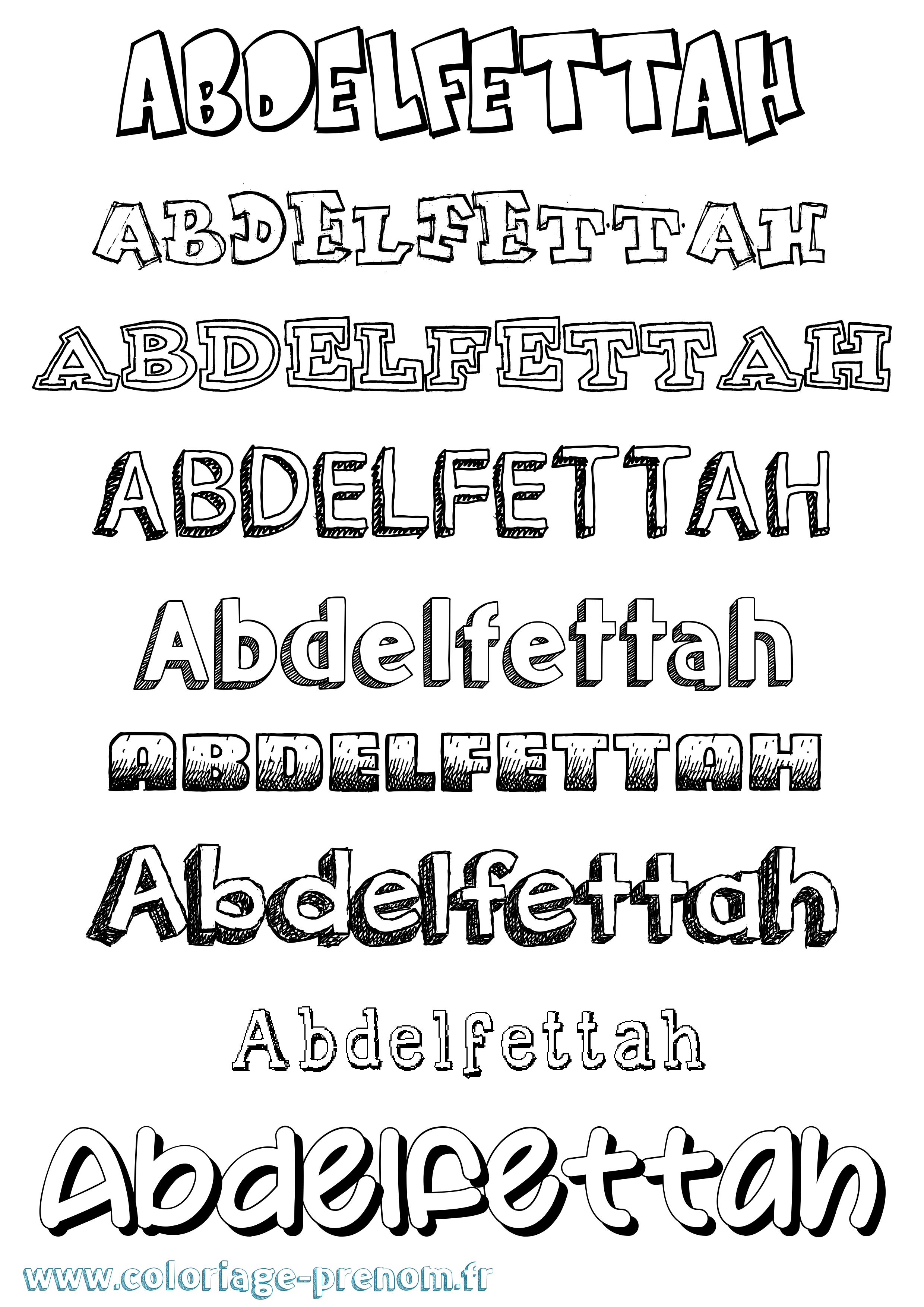 Coloriage prénom Abdelfettah Dessiné