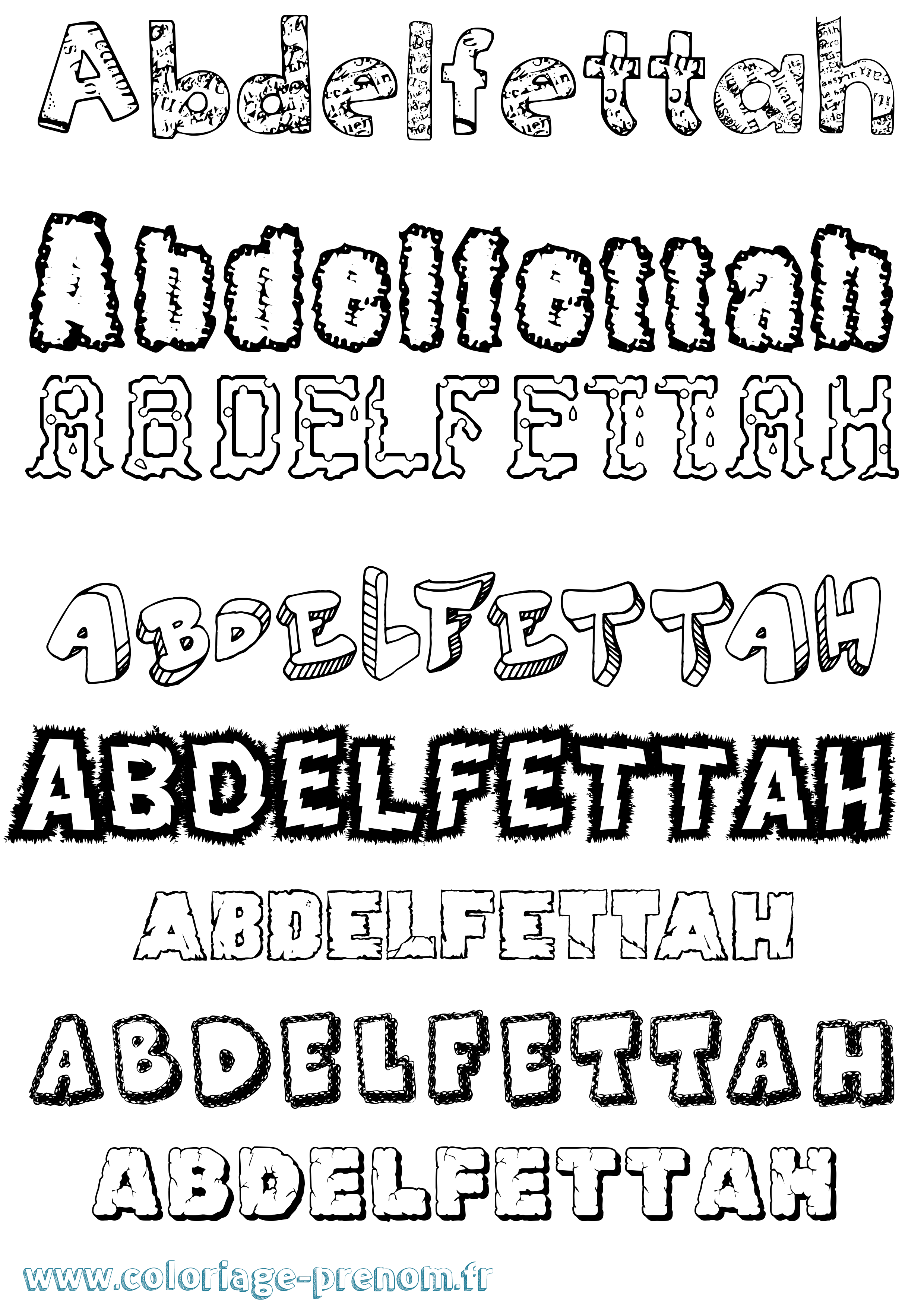 Coloriage prénom Abdelfettah Destructuré