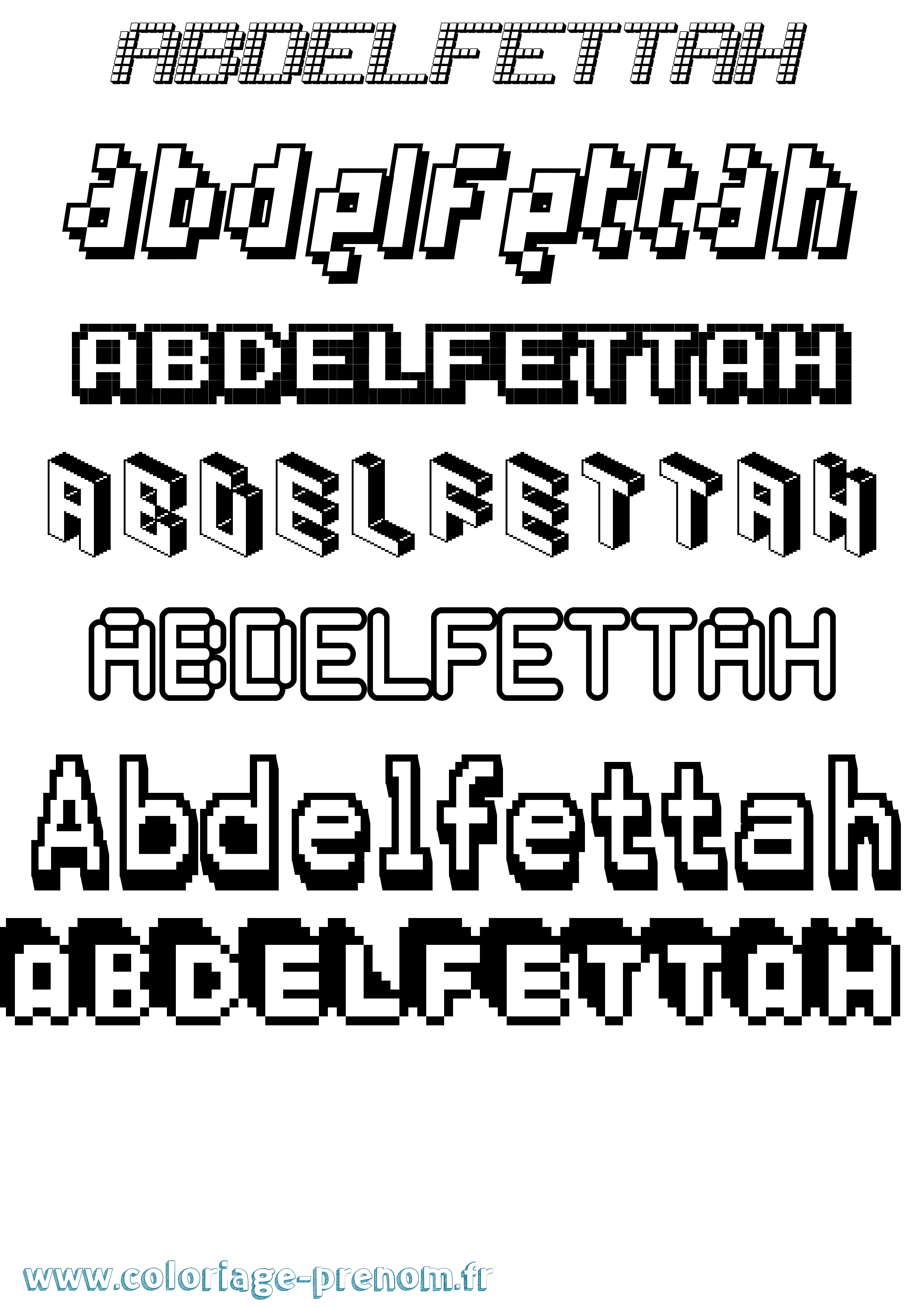 Coloriage prénom Abdelfettah Pixel