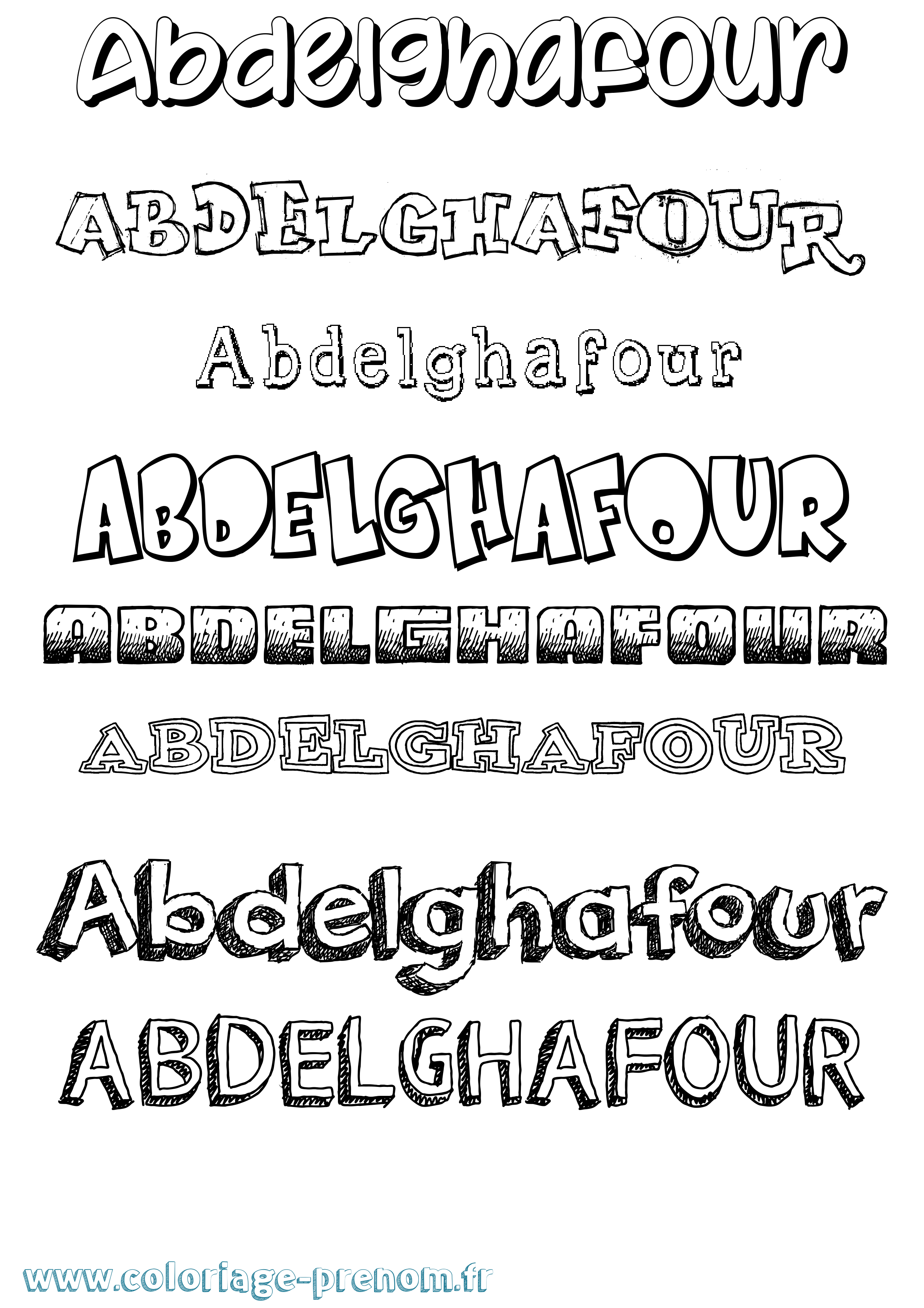 Coloriage prénom Abdelghafour Dessiné