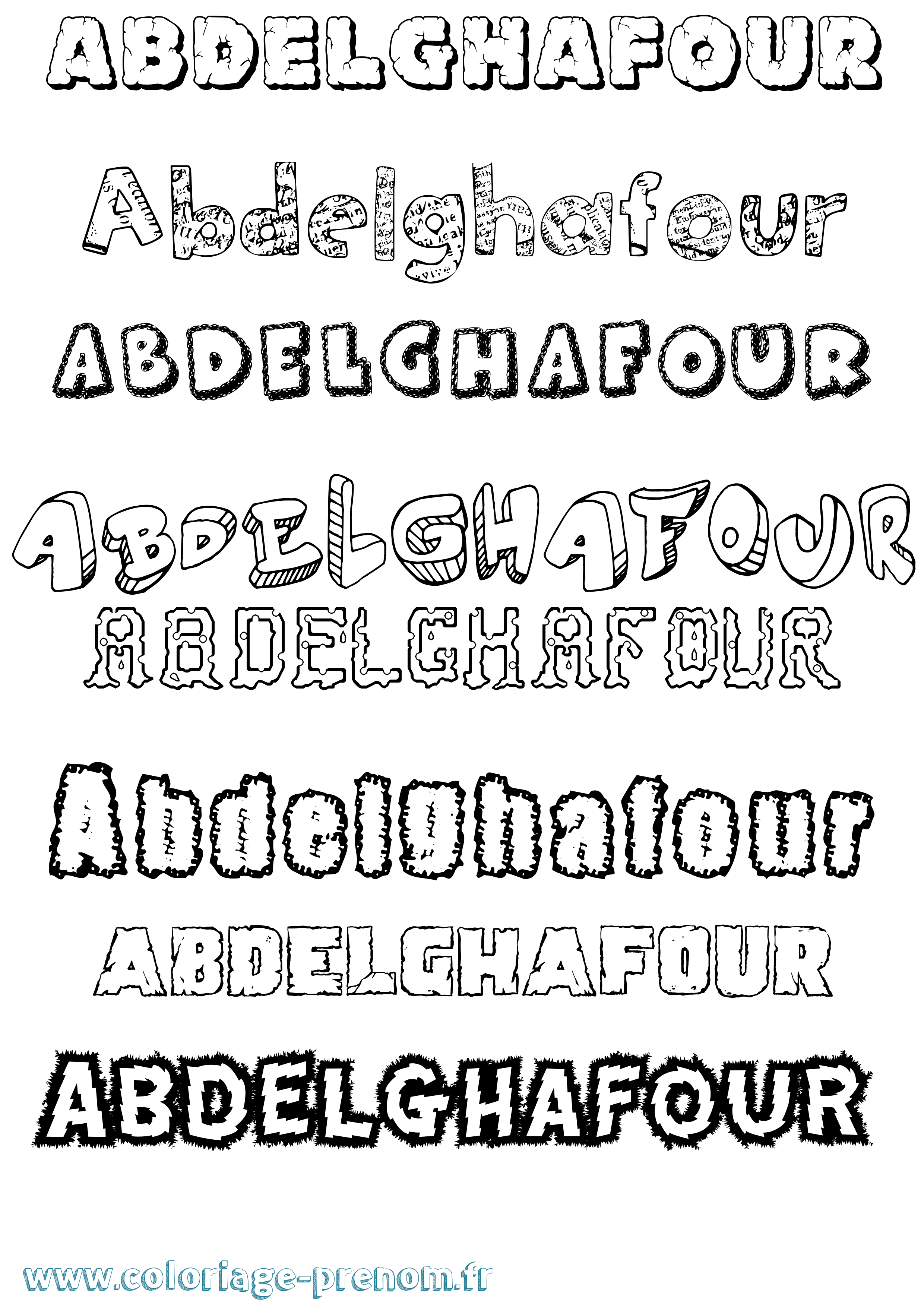 Coloriage prénom Abdelghafour Destructuré