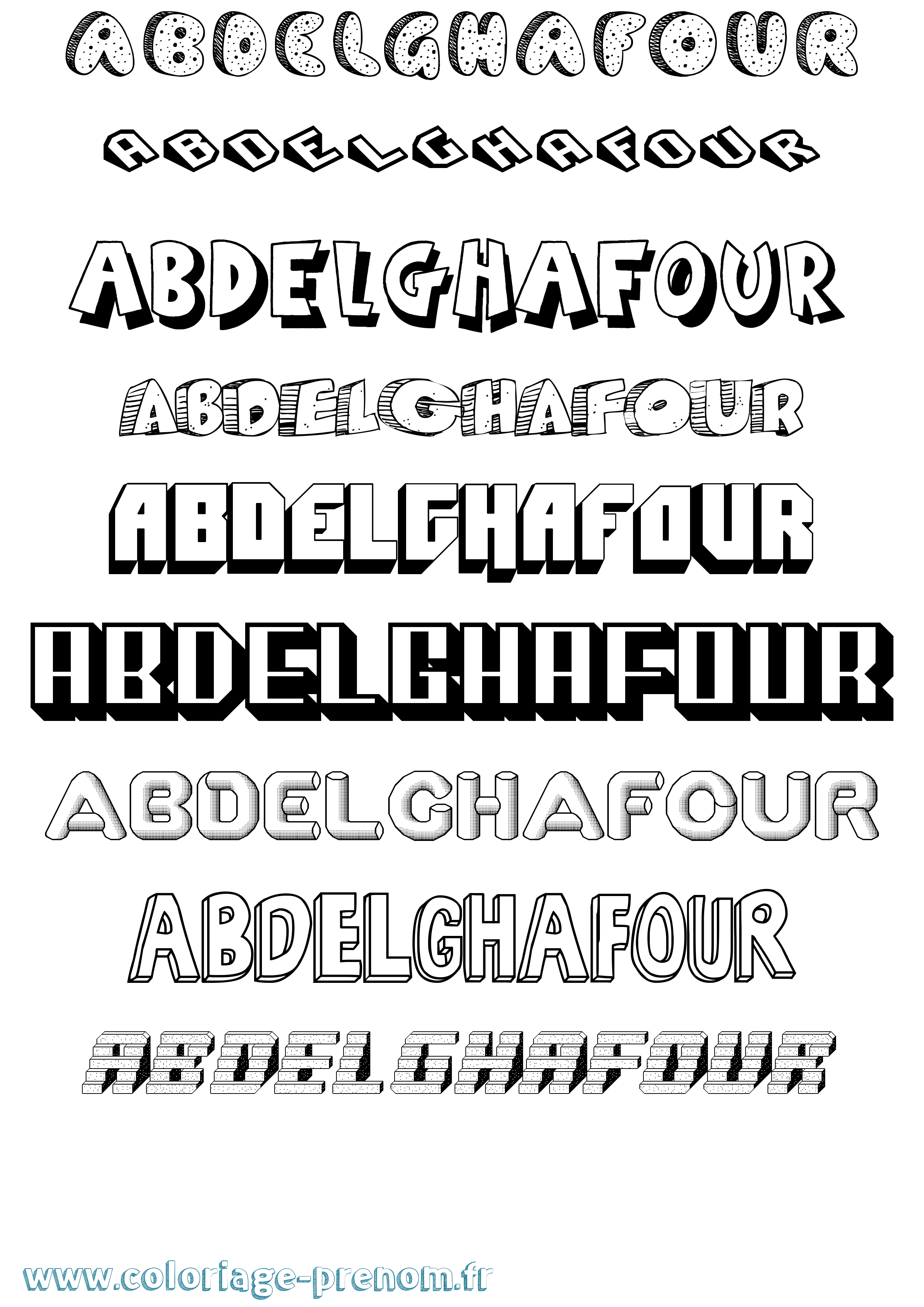 Coloriage prénom Abdelghafour Effet 3D