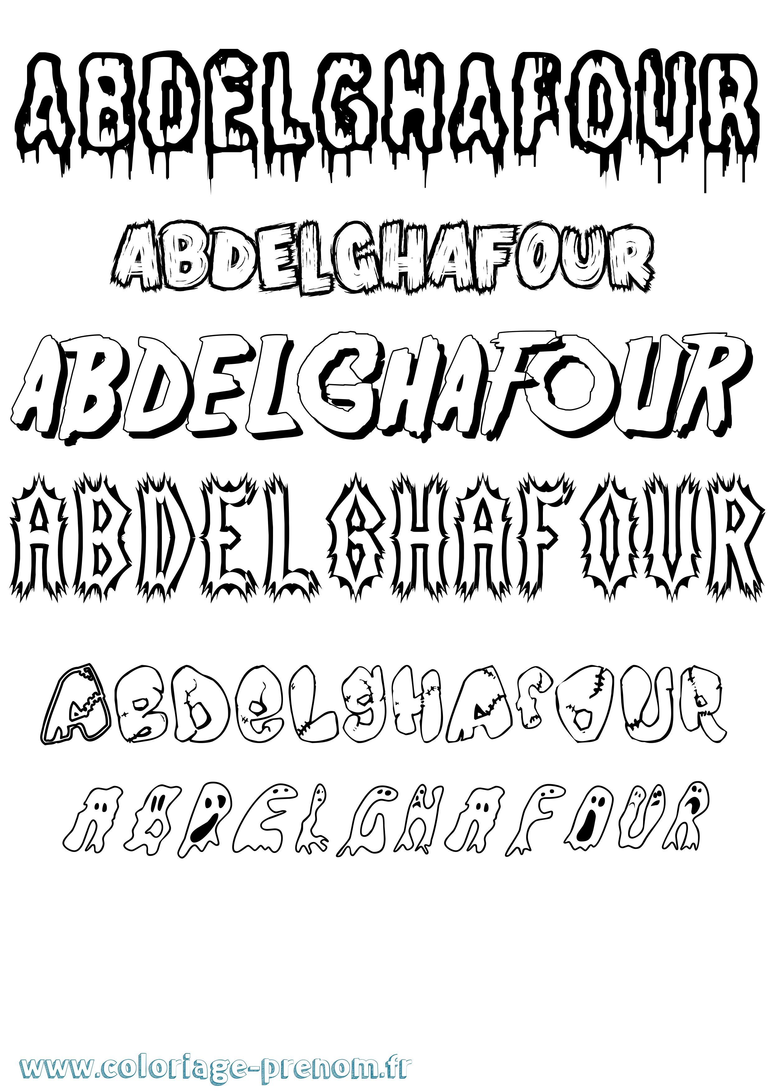 Coloriage prénom Abdelghafour Frisson