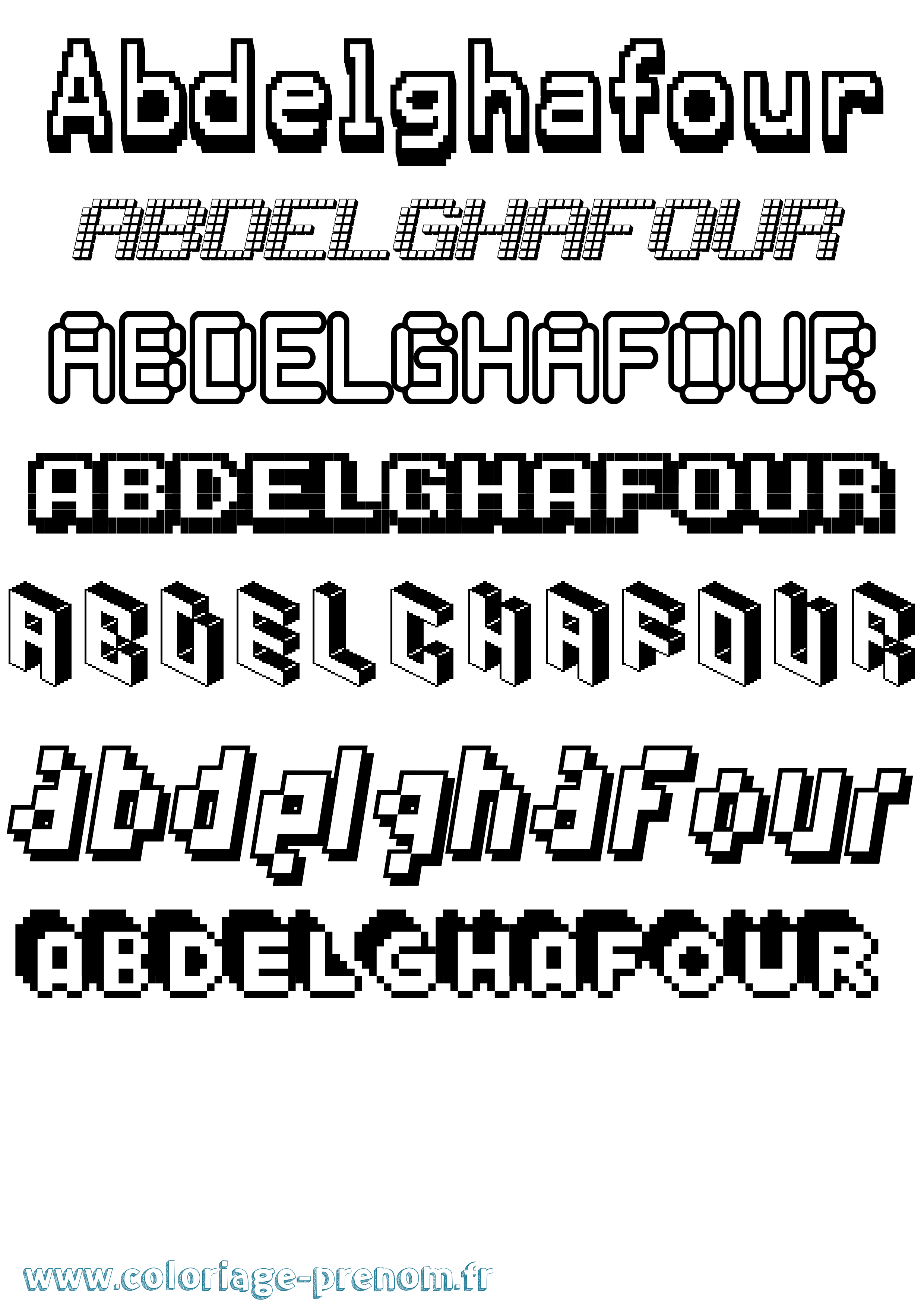 Coloriage prénom Abdelghafour Pixel