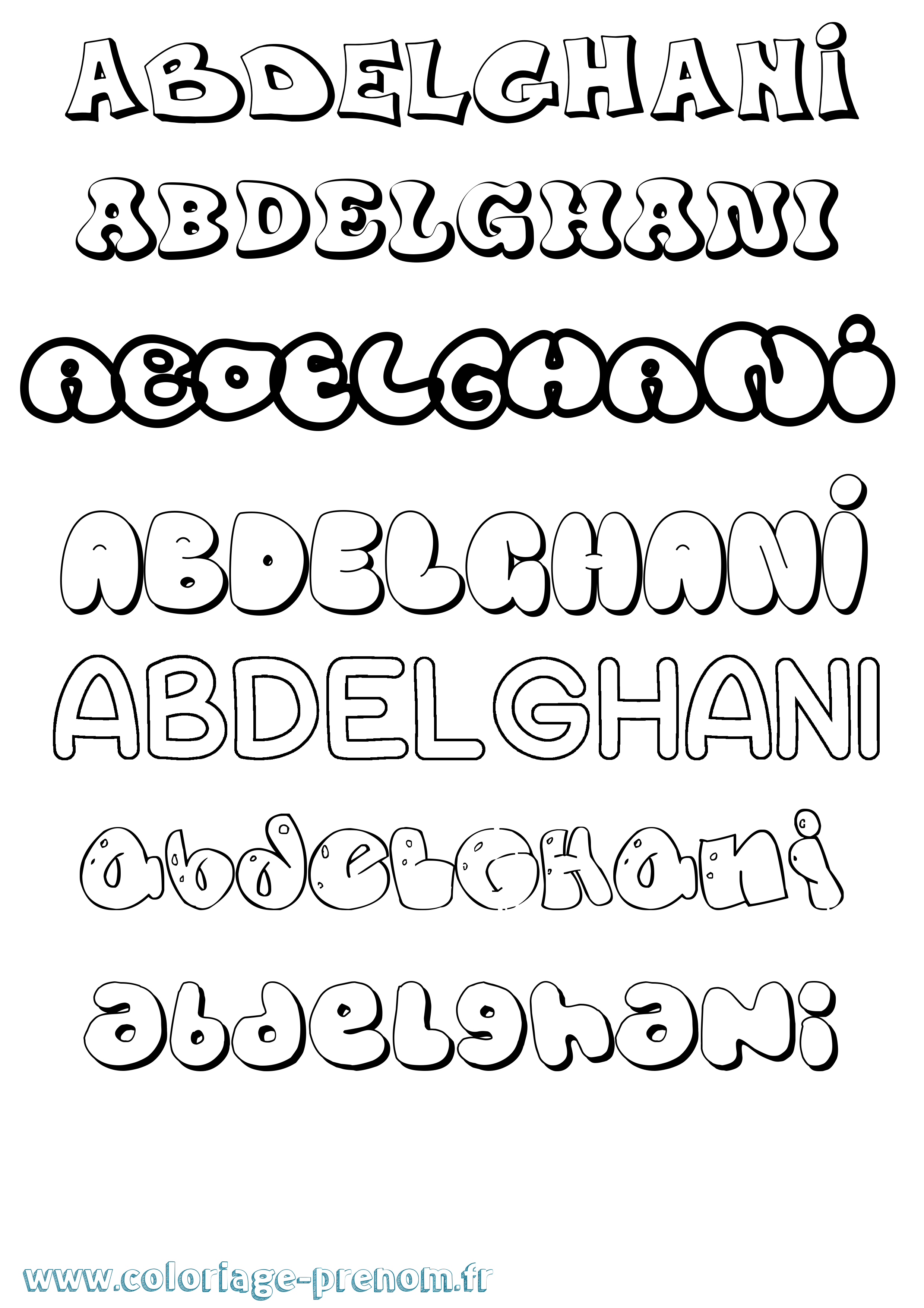 Coloriage prénom Abdelghani Bubble