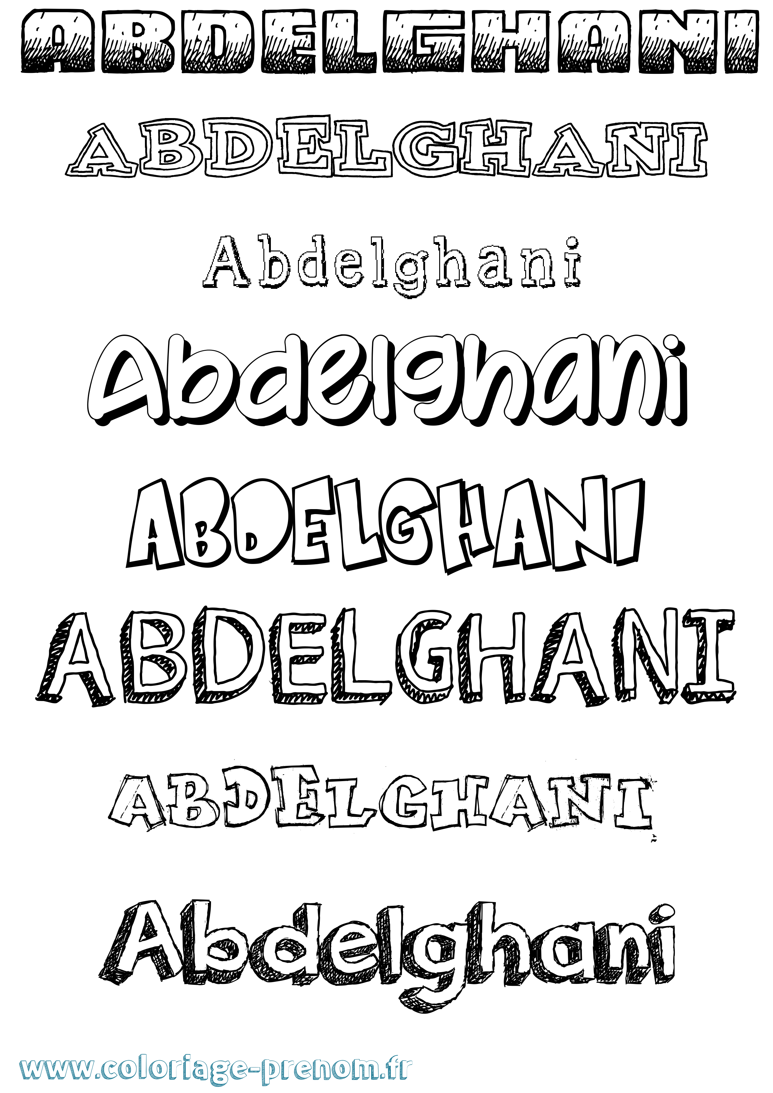 Coloriage prénom Abdelghani Dessiné