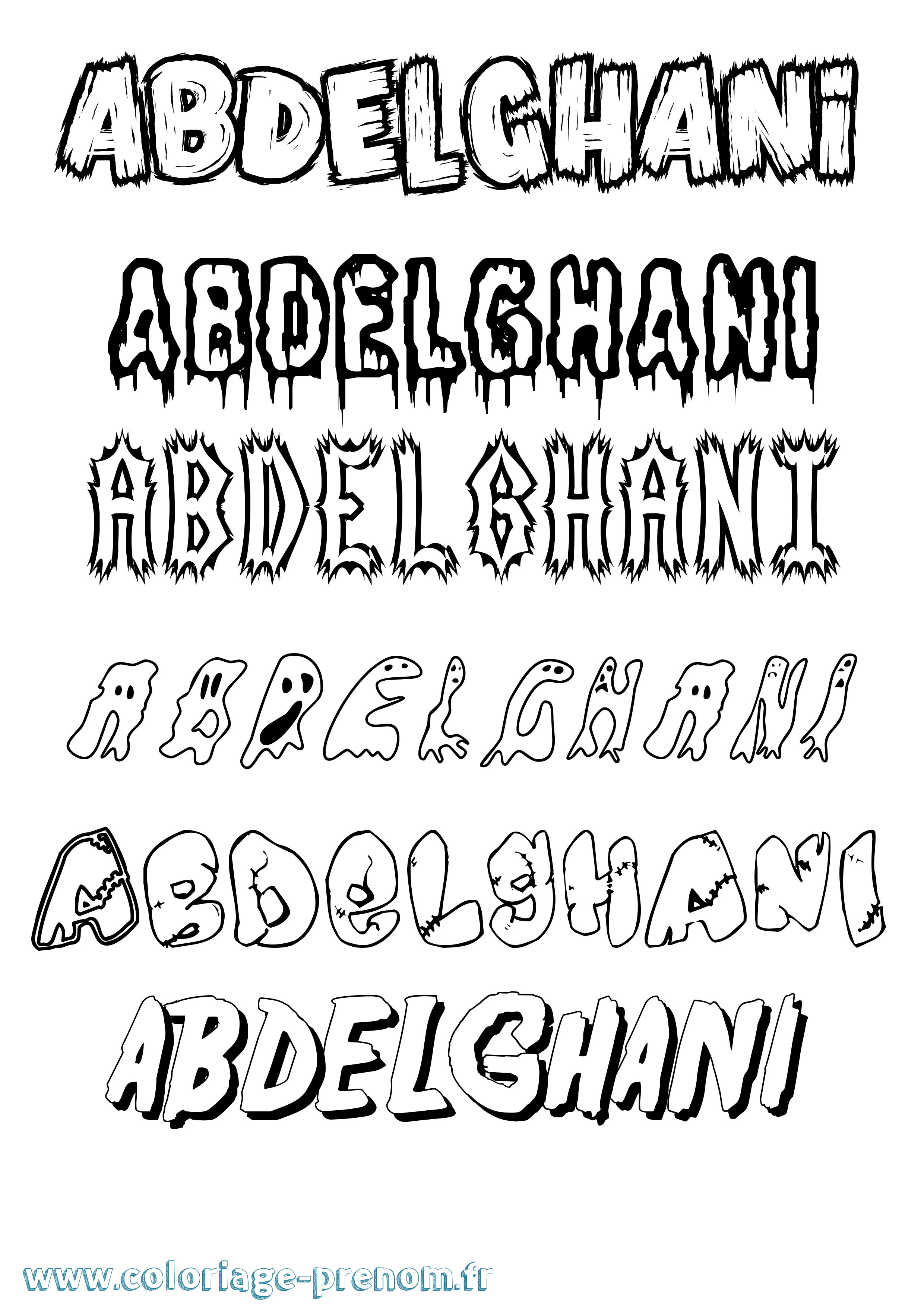 Coloriage prénom Abdelghani Frisson