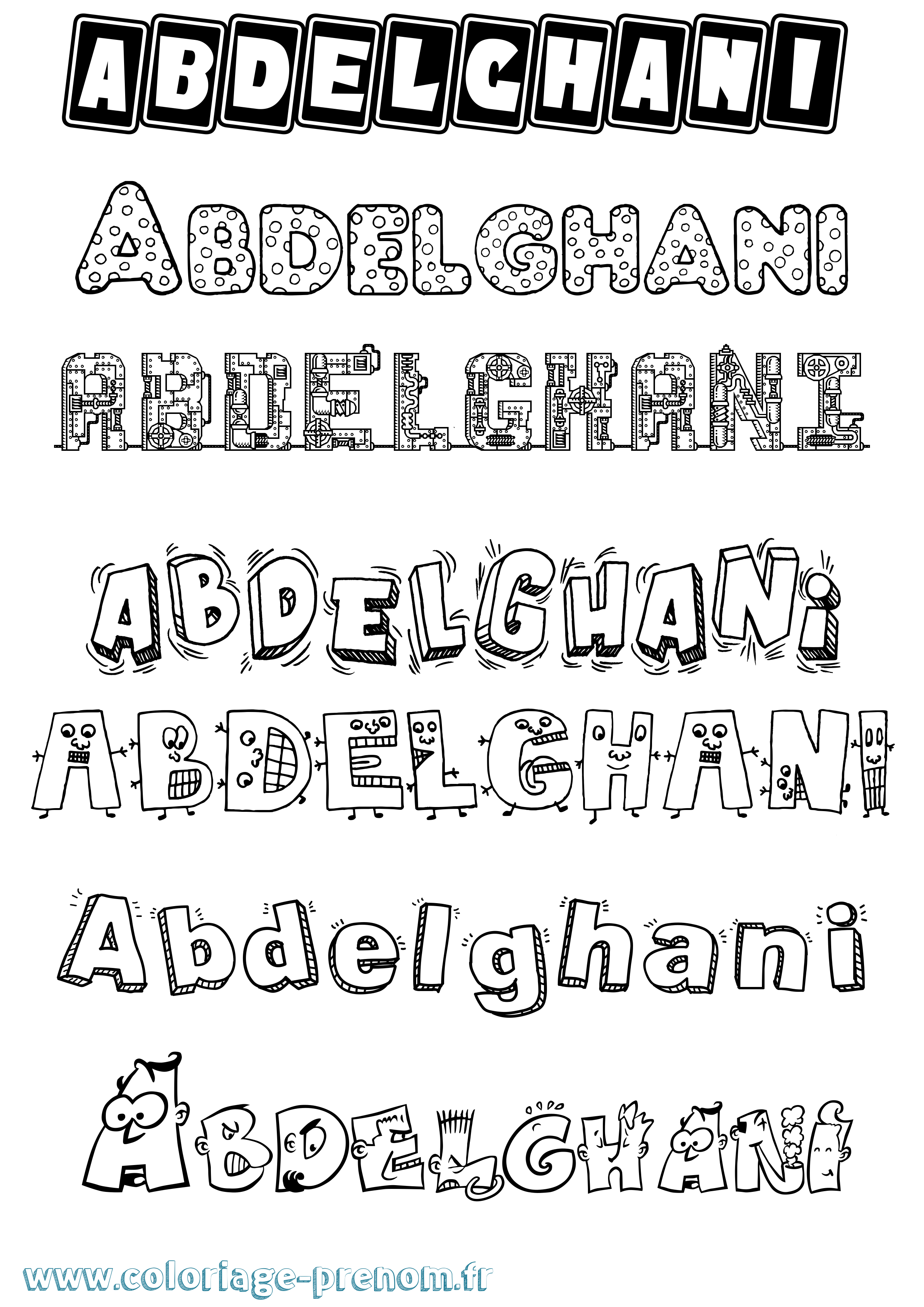 Coloriage prénom Abdelghani Fun
