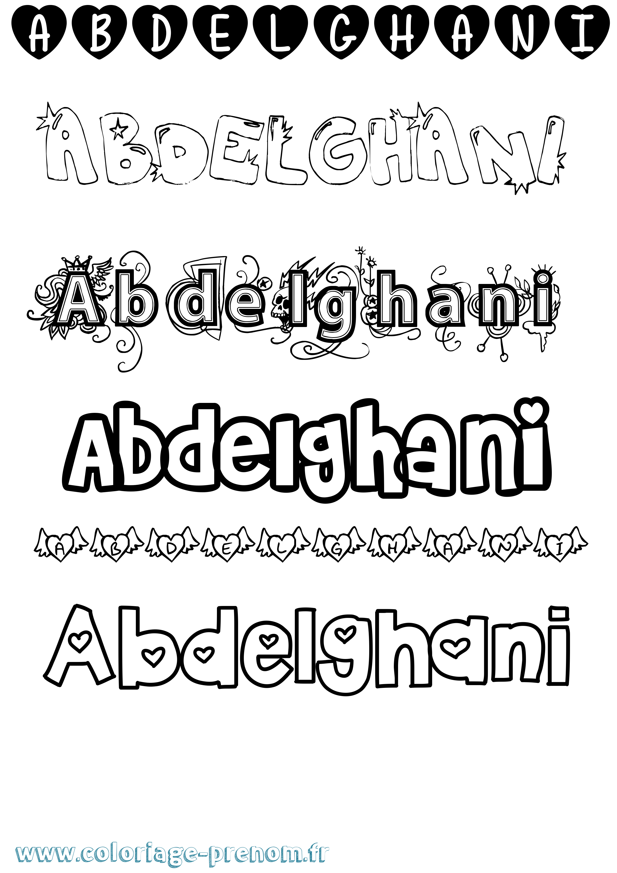 Coloriage prénom Abdelghani Girly