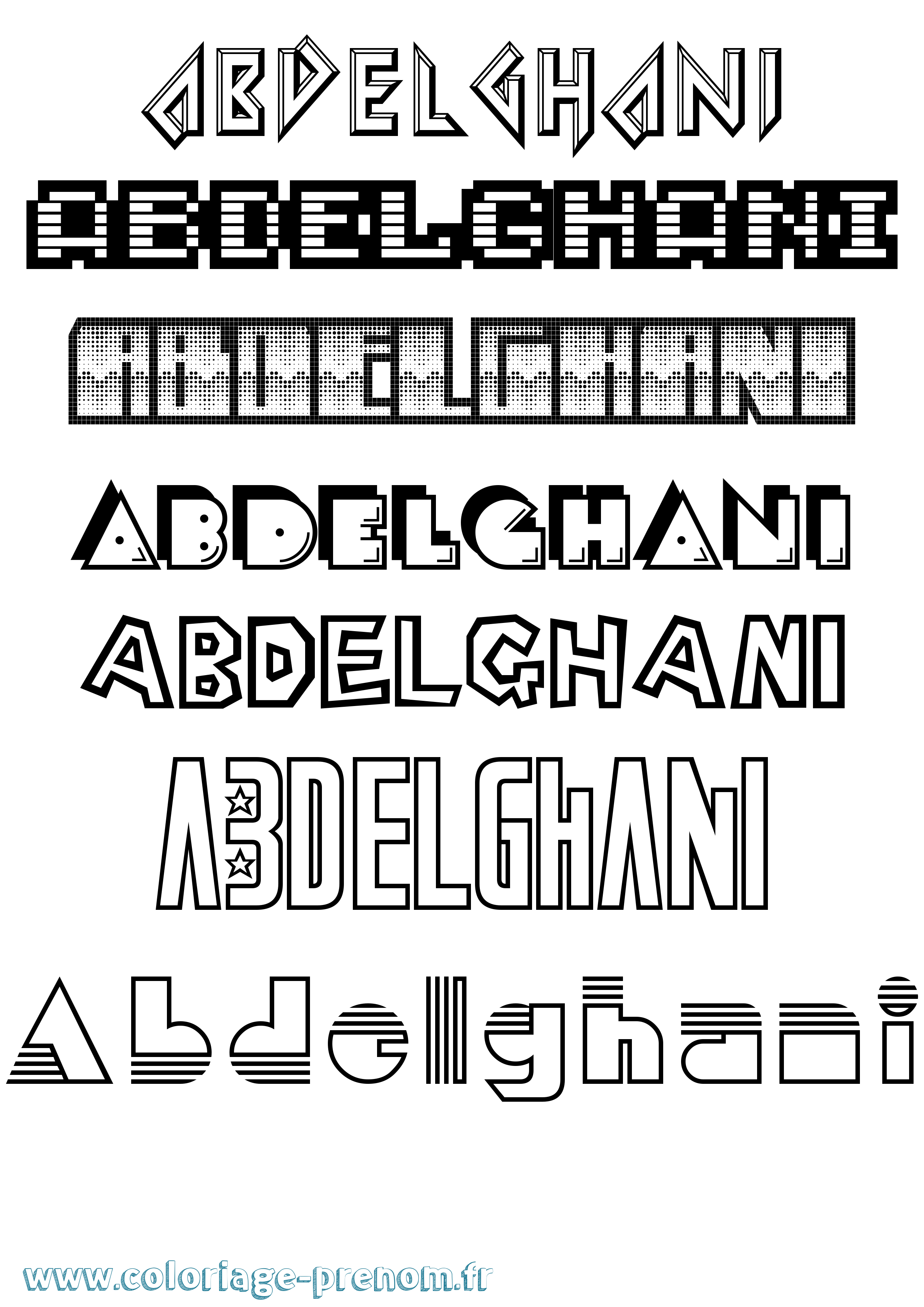 Coloriage prénom Abdelghani Jeux Vidéos