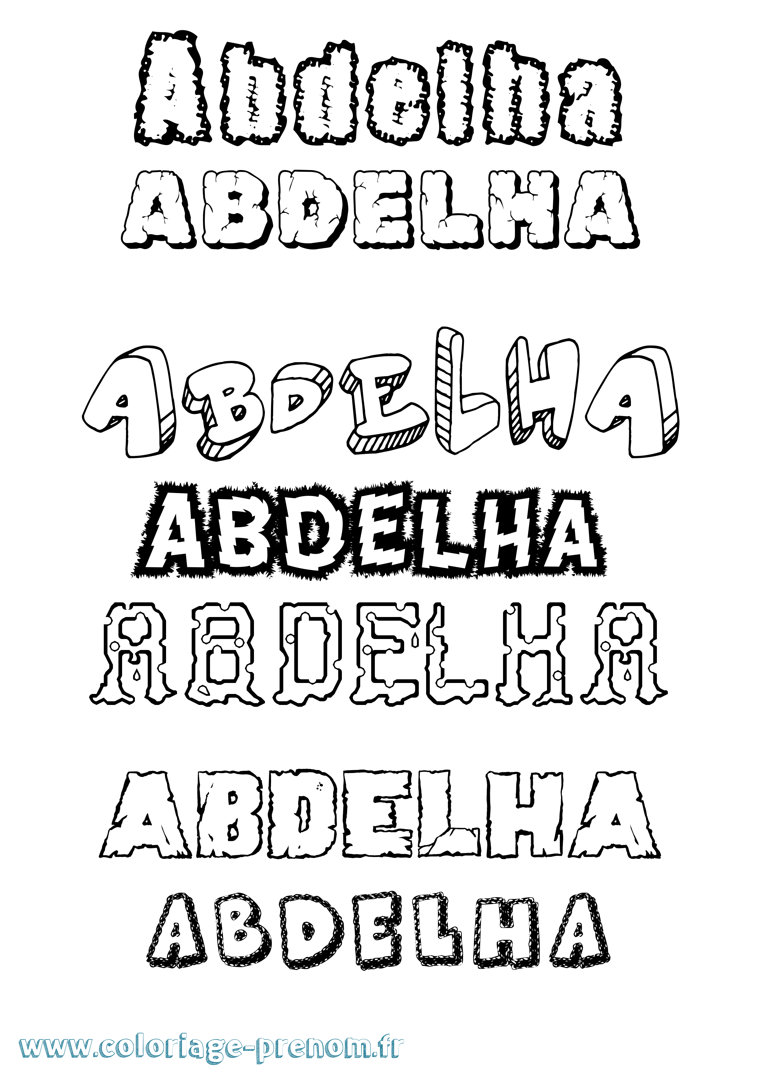 Coloriage prénom Abdelha Destructuré