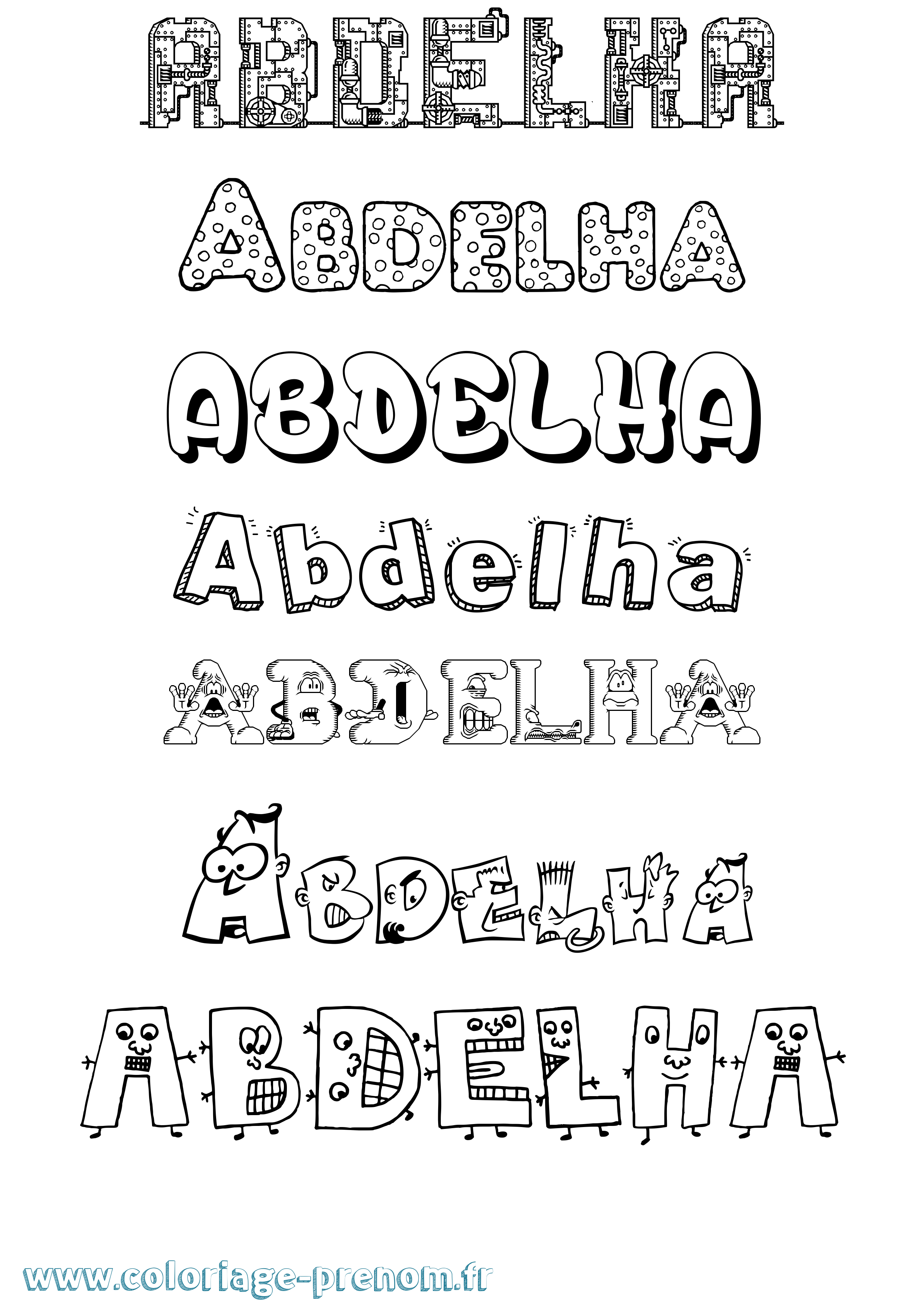 Coloriage prénom Abdelha Fun