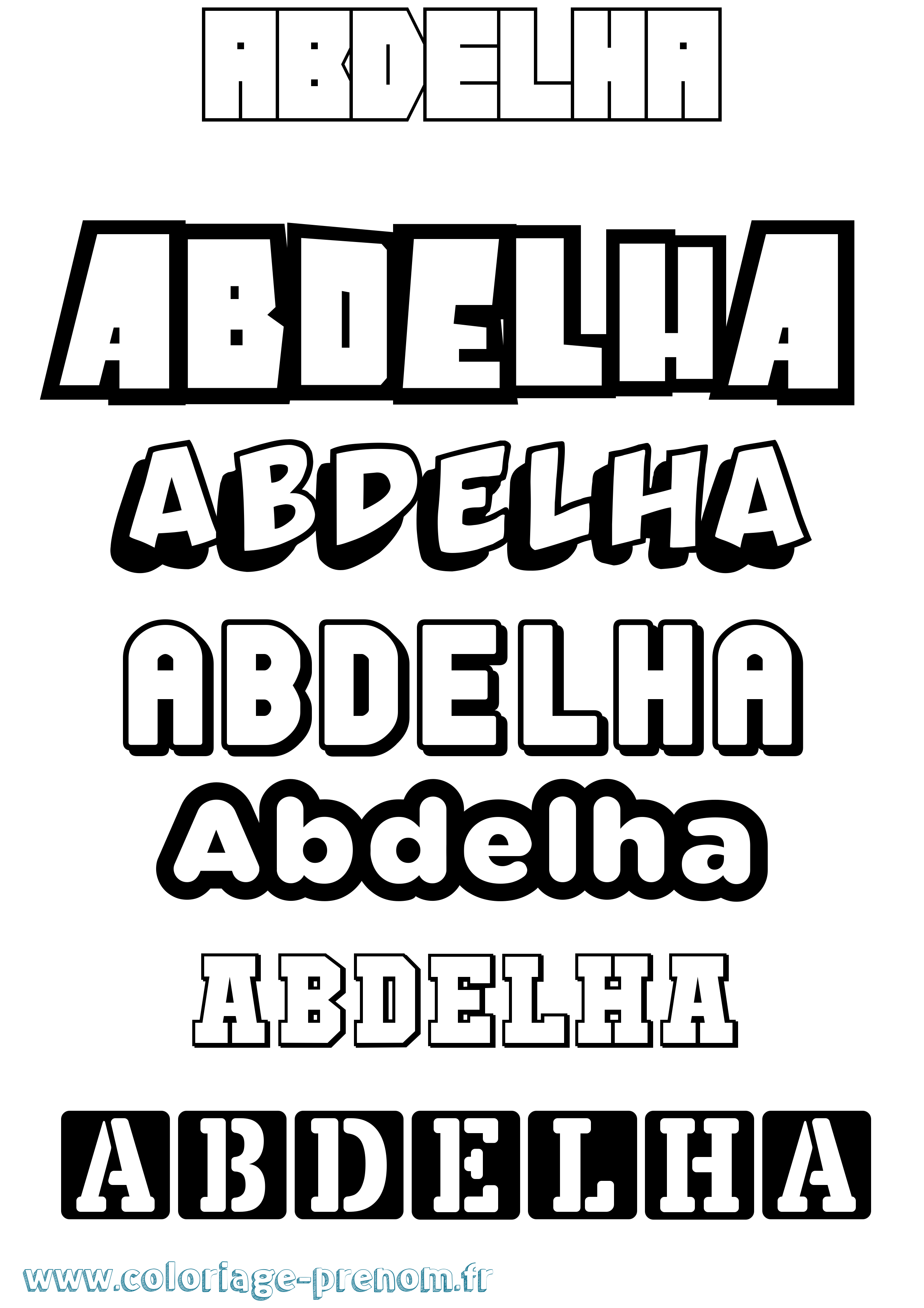 Coloriage prénom Abdelha Simple
