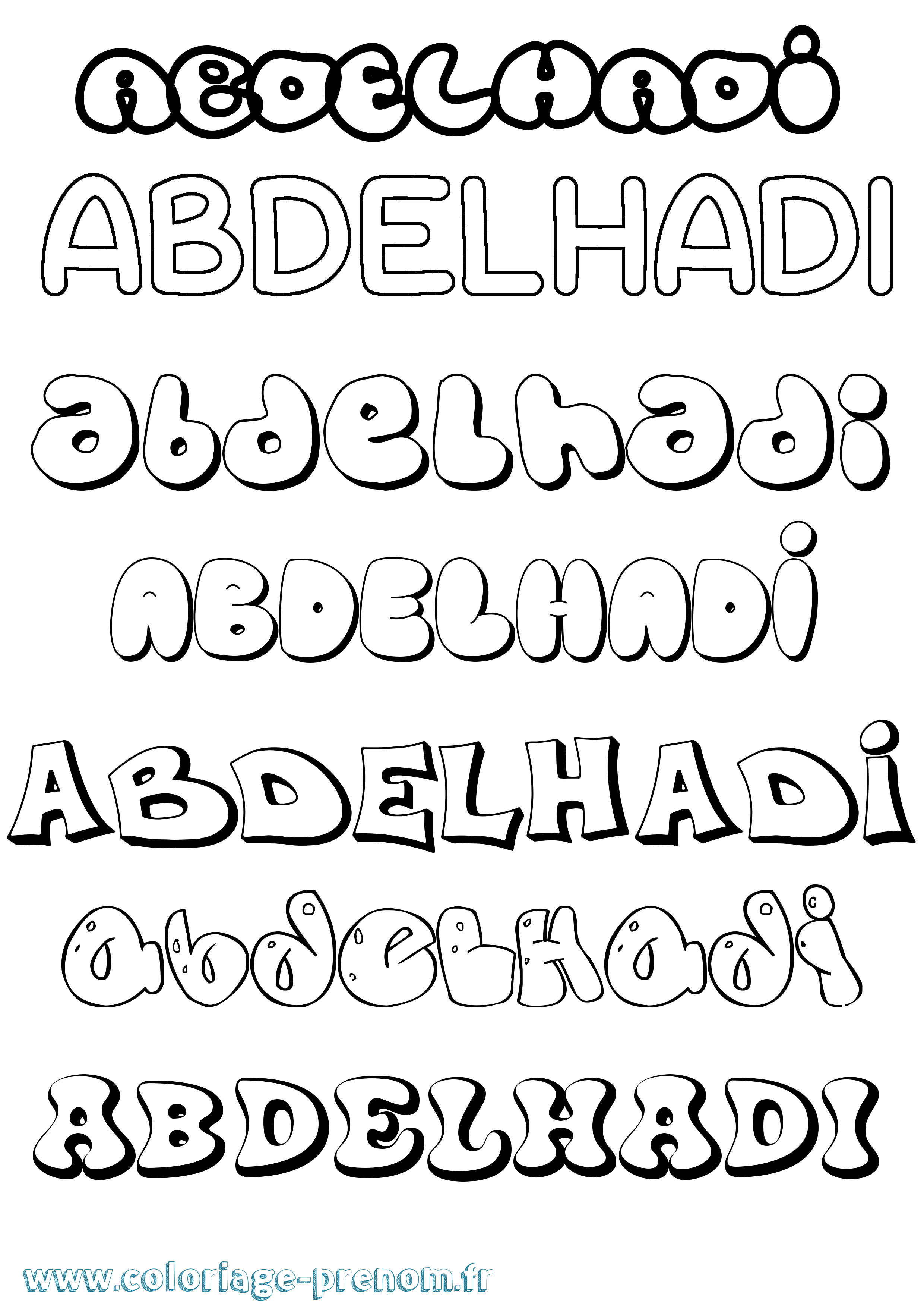 Coloriage prénom Abdelhadi Bubble