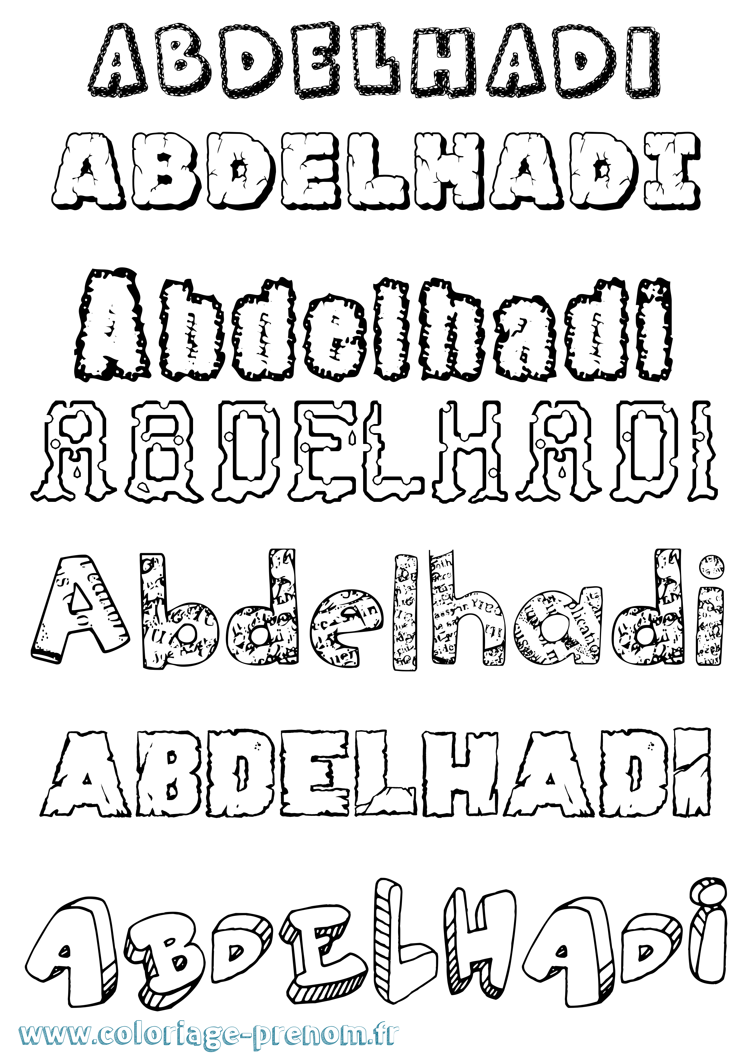 Coloriage prénom Abdelhadi Destructuré