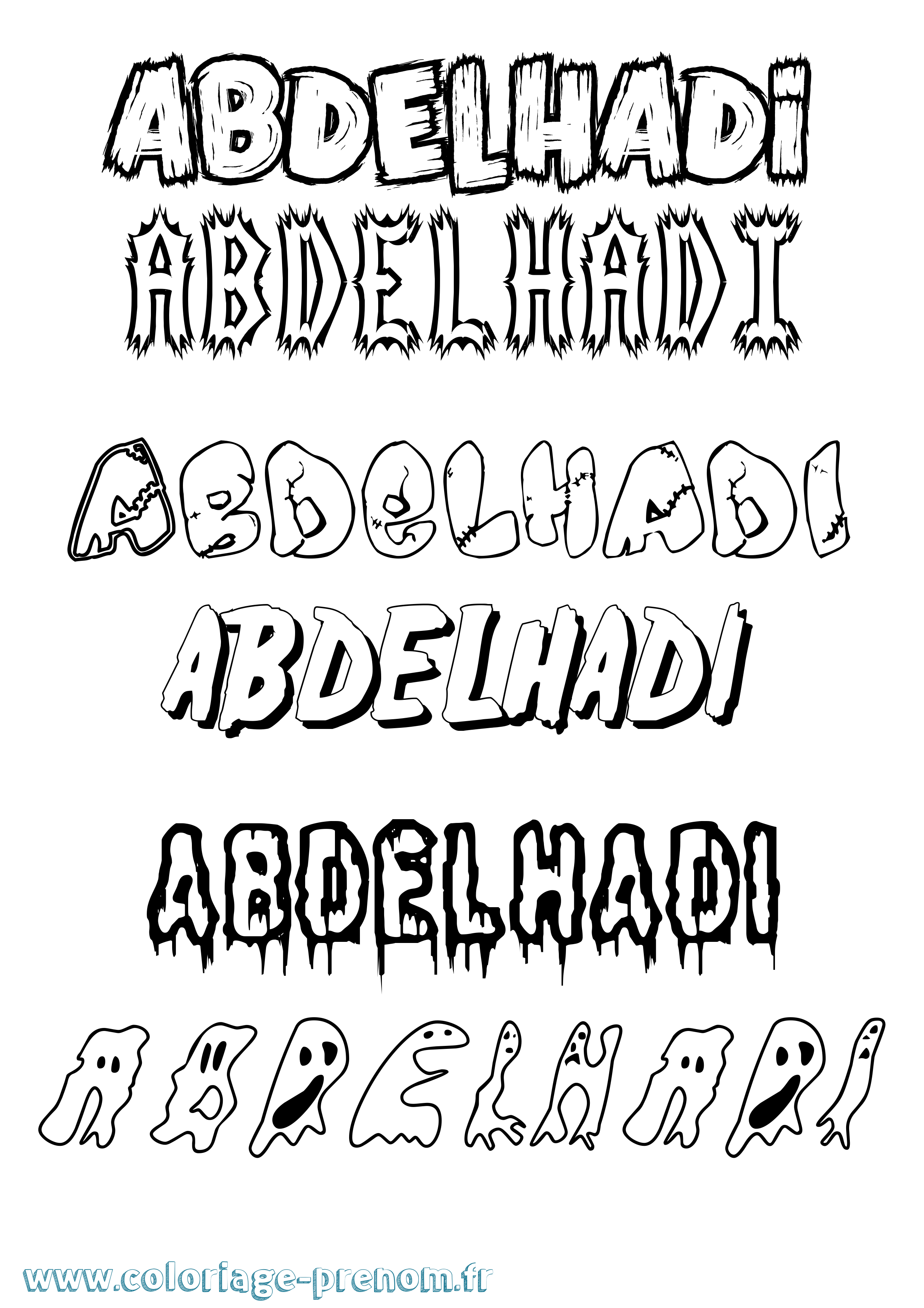 Coloriage prénom Abdelhadi Frisson