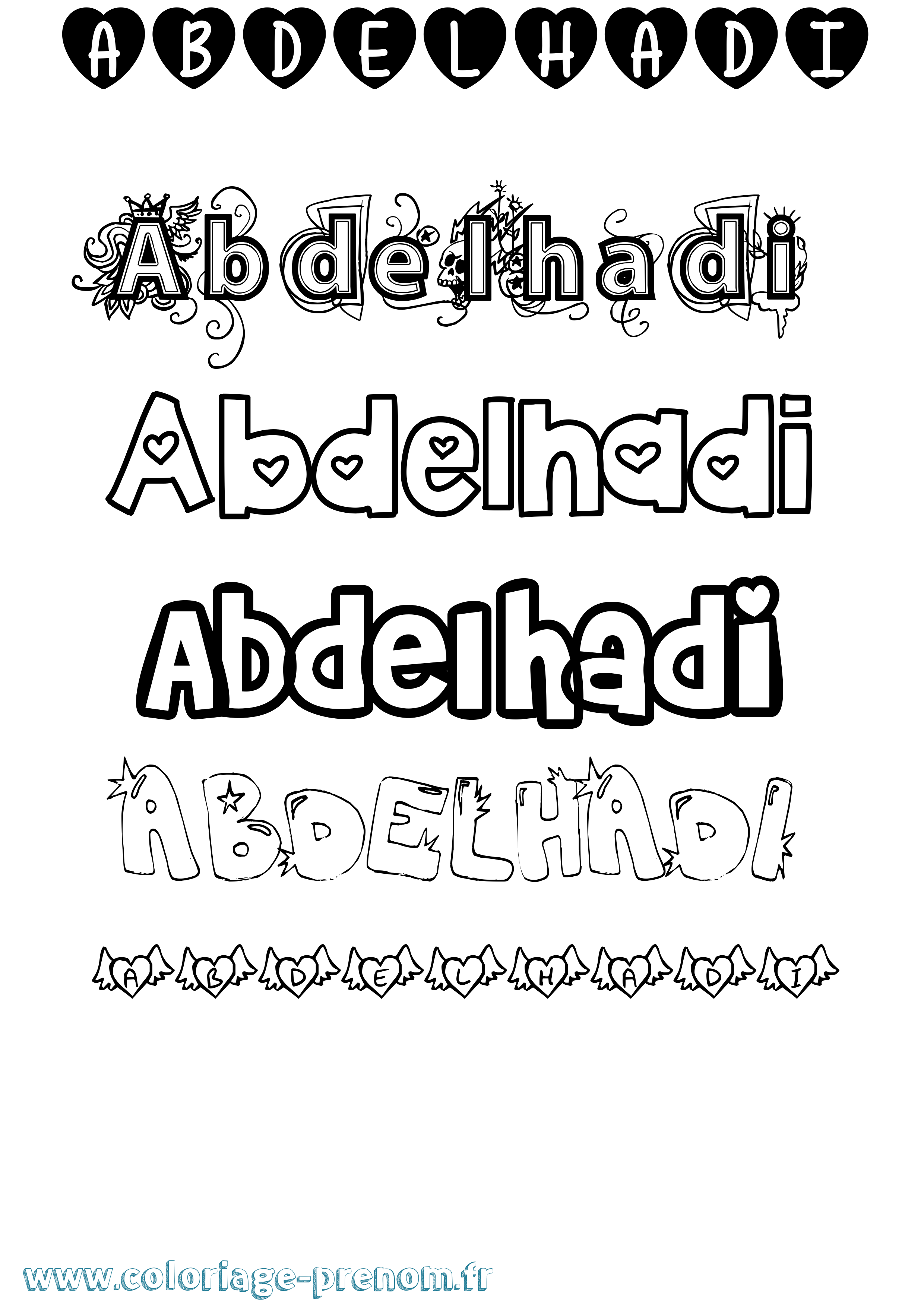 Coloriage prénom Abdelhadi Girly