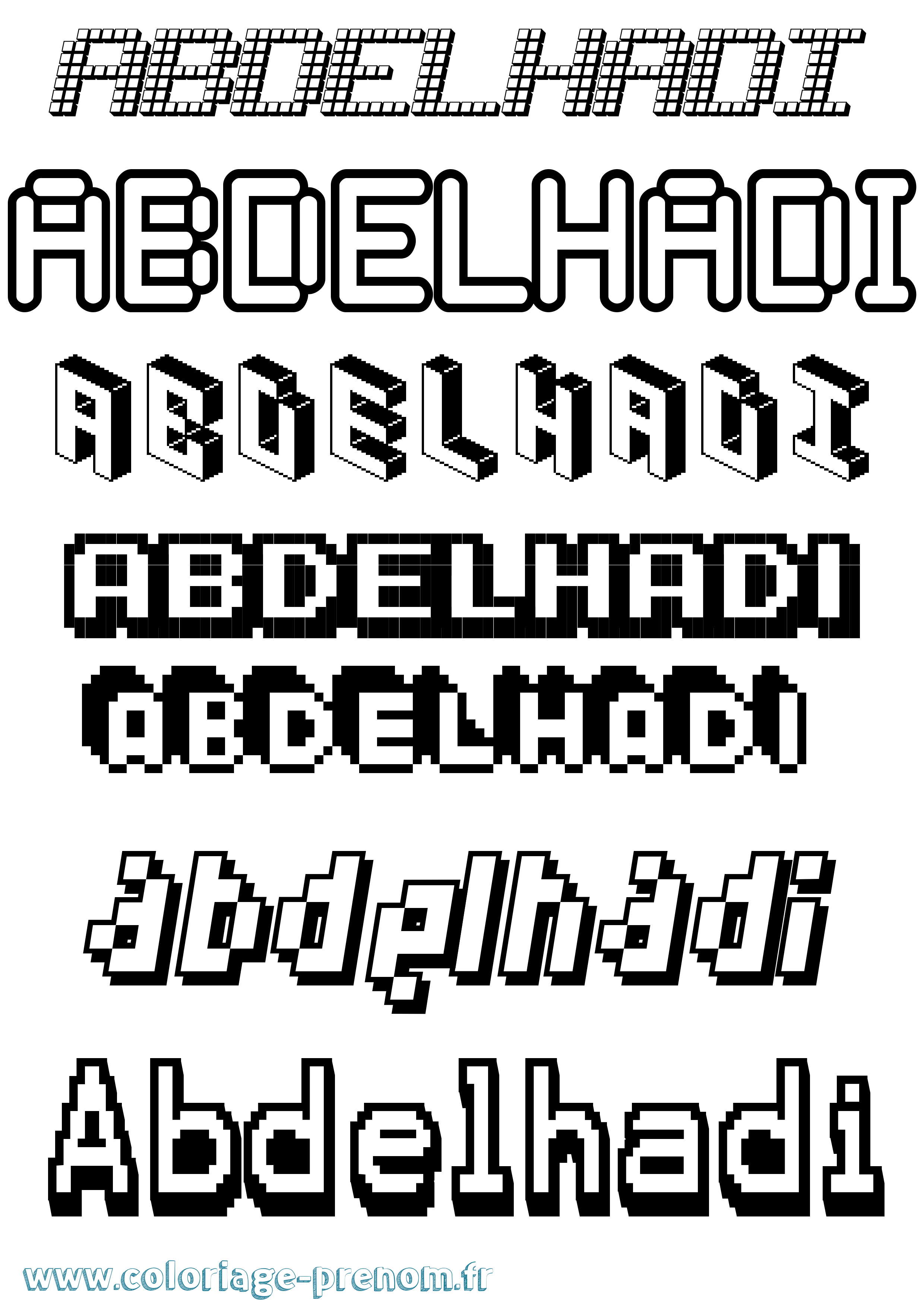 Coloriage prénom Abdelhadi Pixel