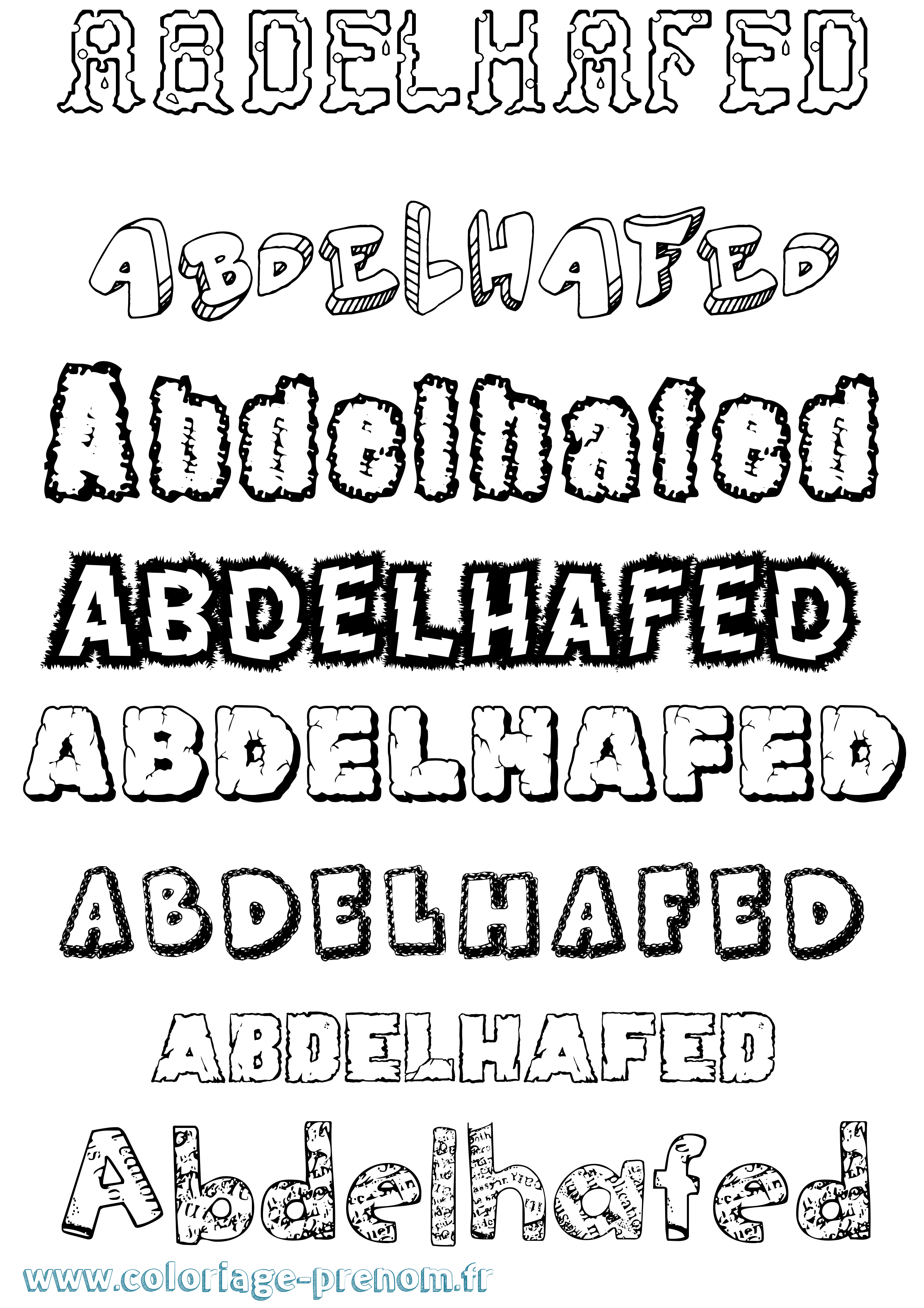 Coloriage prénom Abdelhafed Destructuré