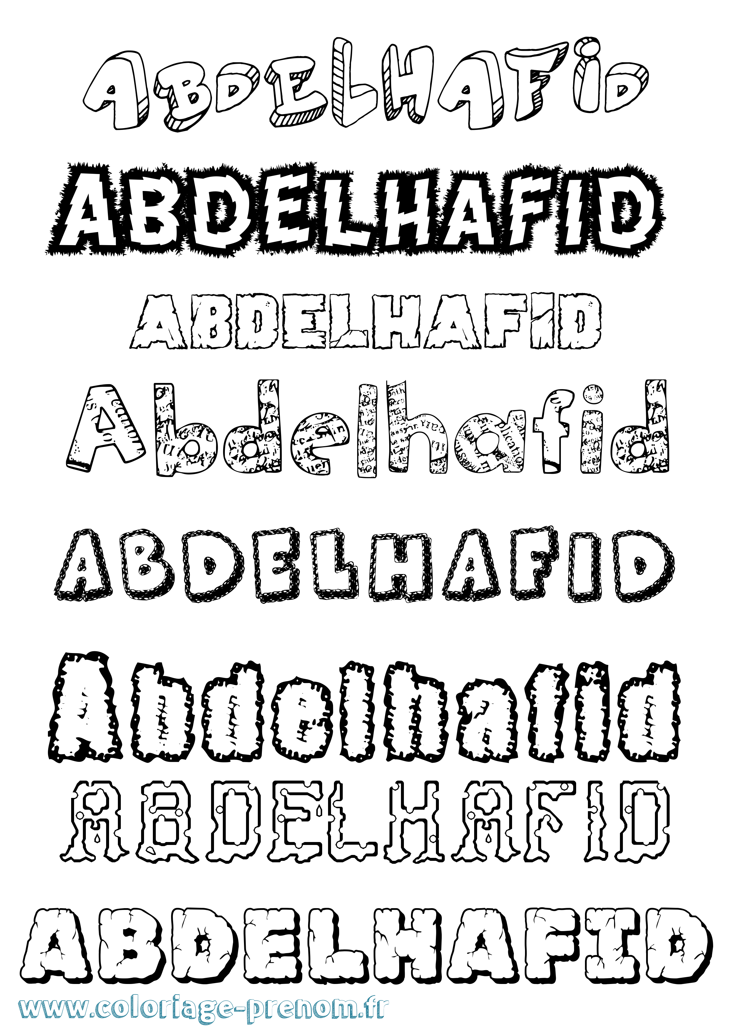 Coloriage prénom Abdelhafid Destructuré
