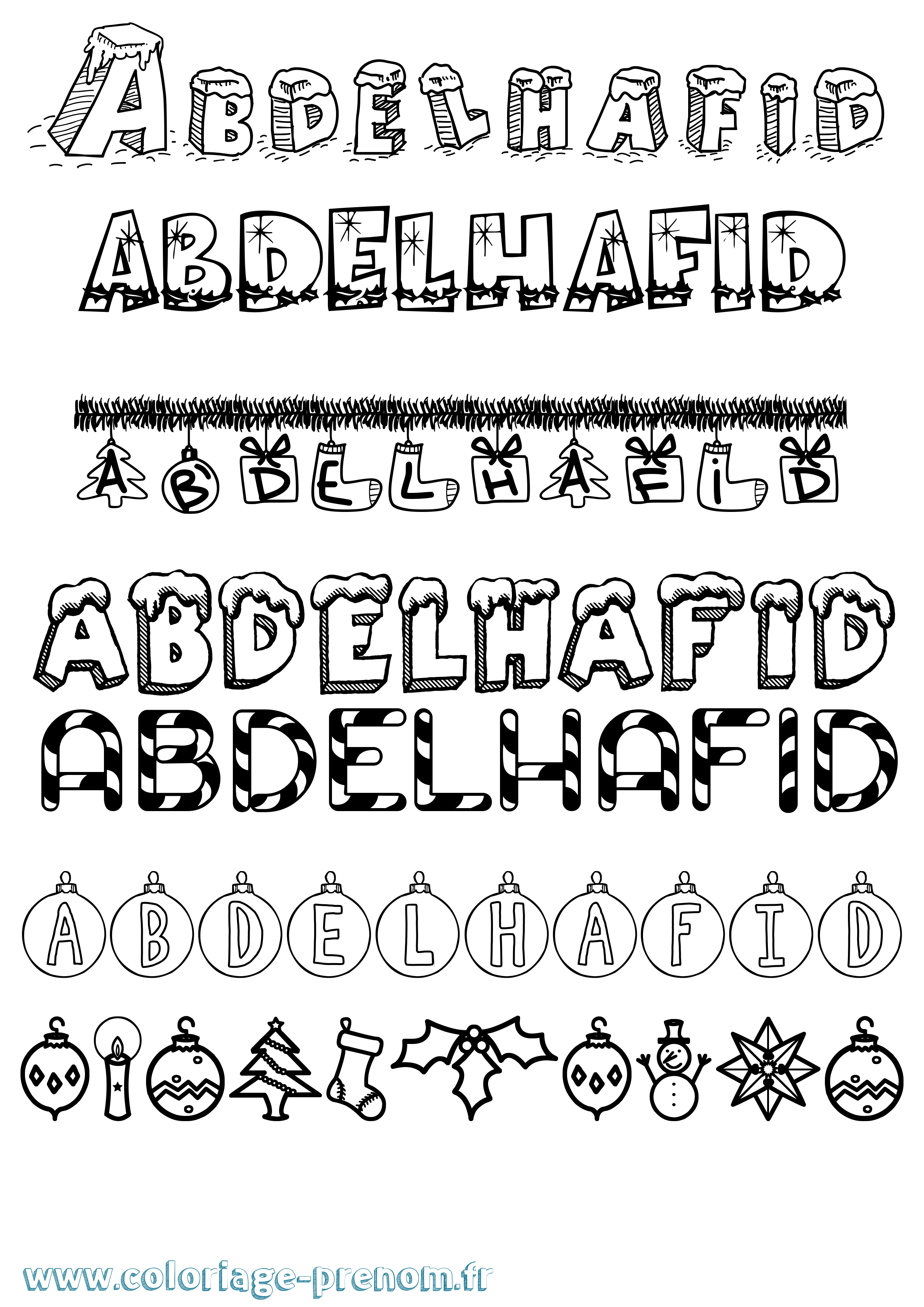 Coloriage prénom Abdelhafid Noël