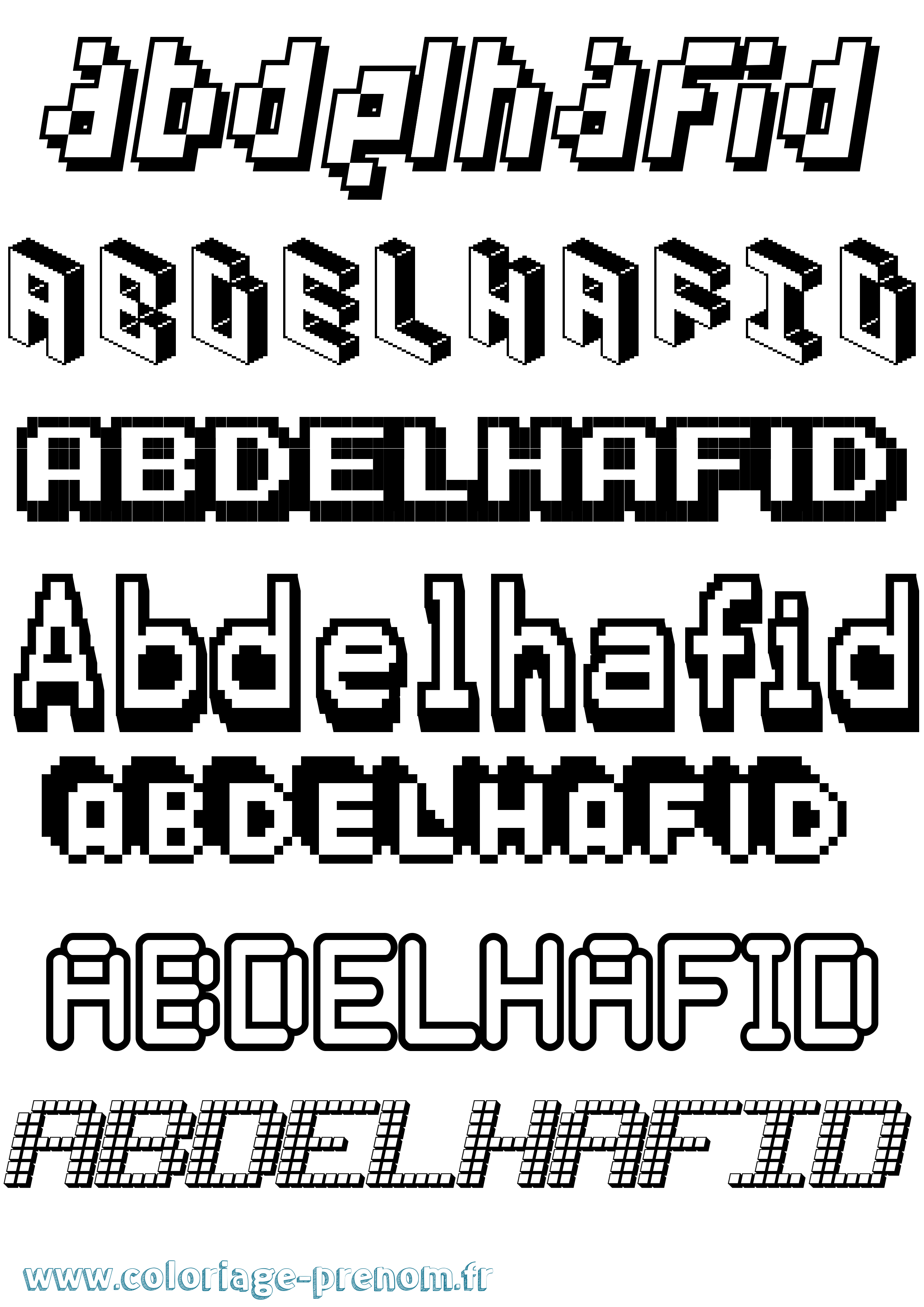 Coloriage prénom Abdelhafid Pixel