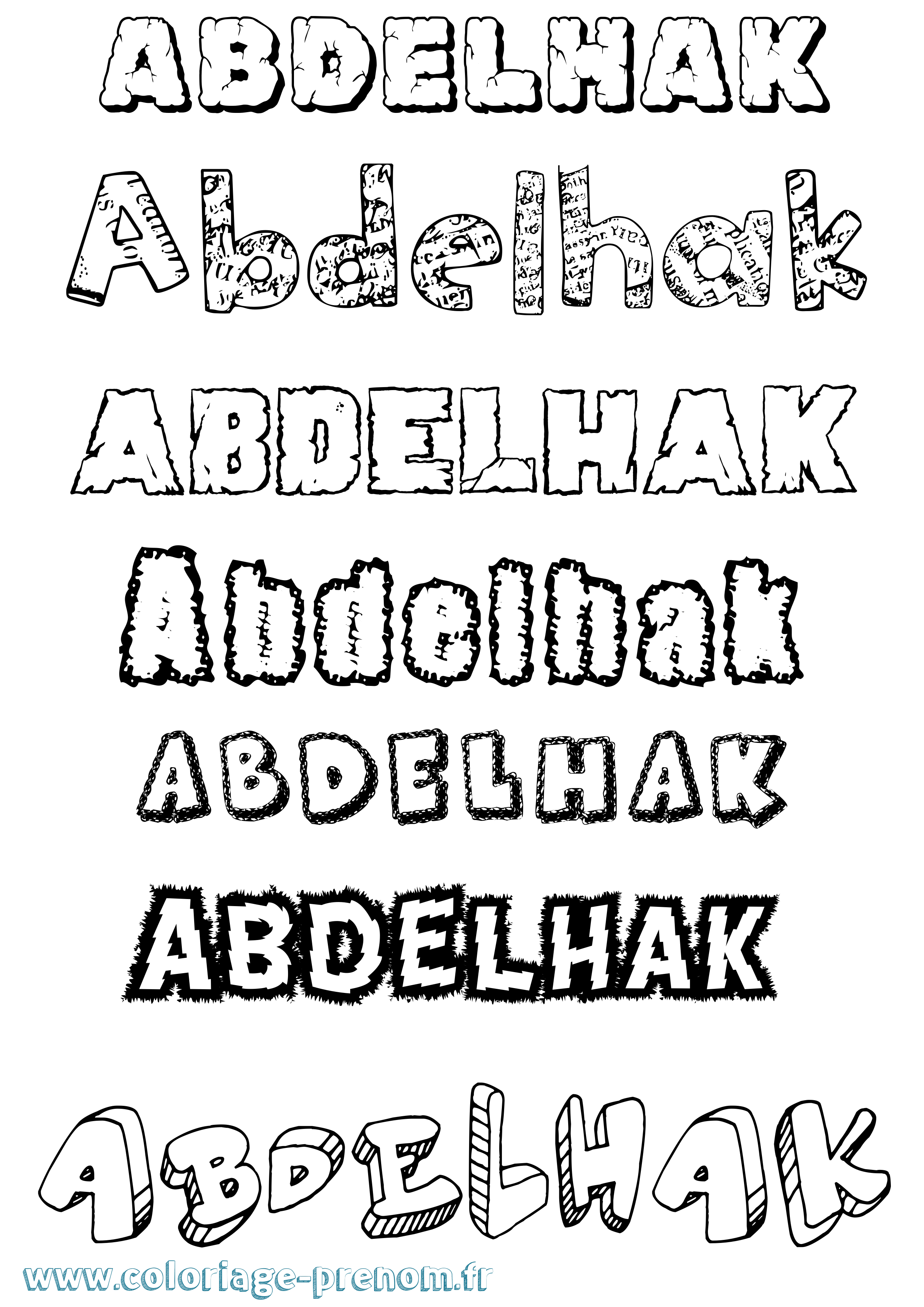 Coloriage prénom Abdelhak Destructuré