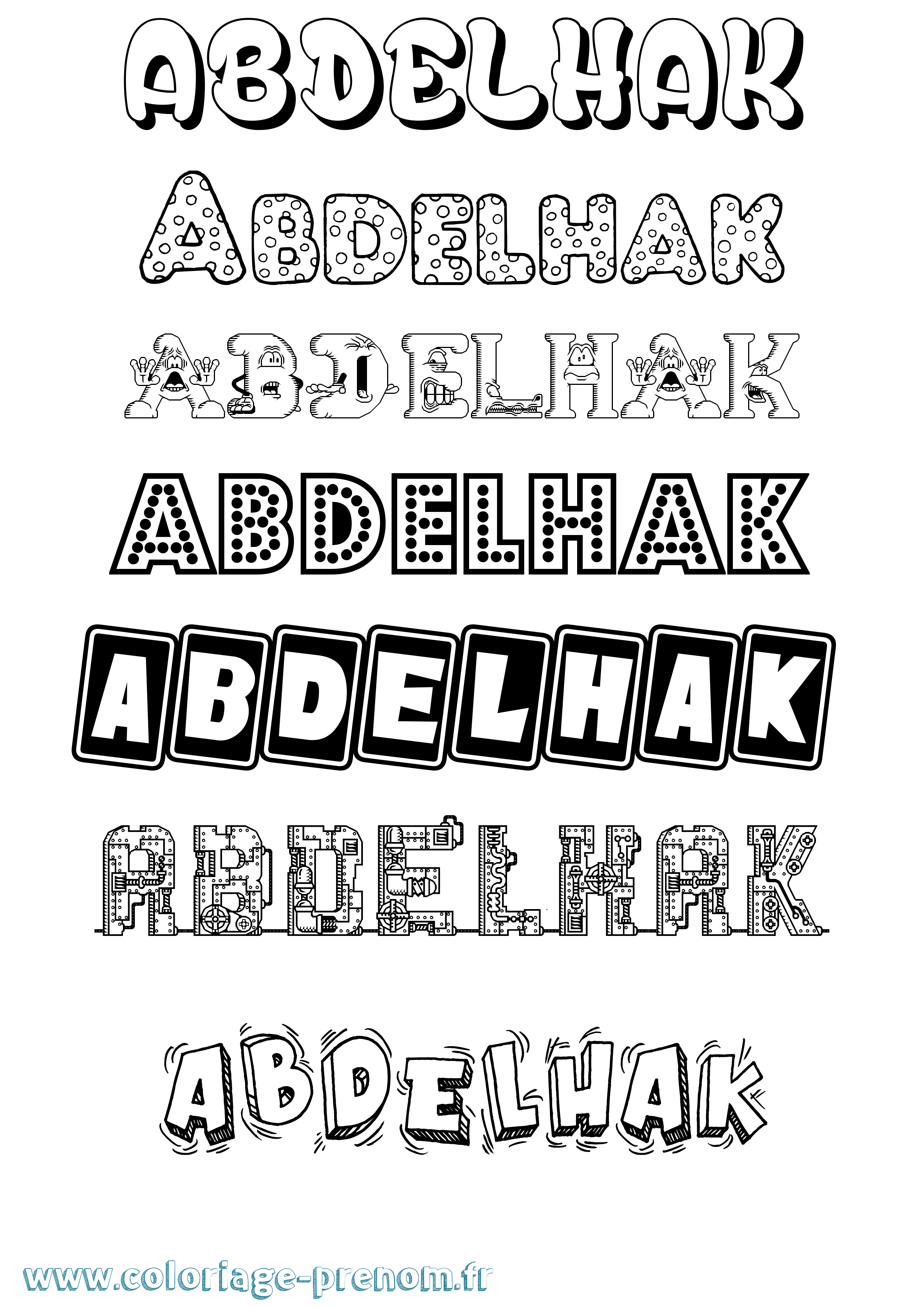 Coloriage prénom Abdelhak Fun