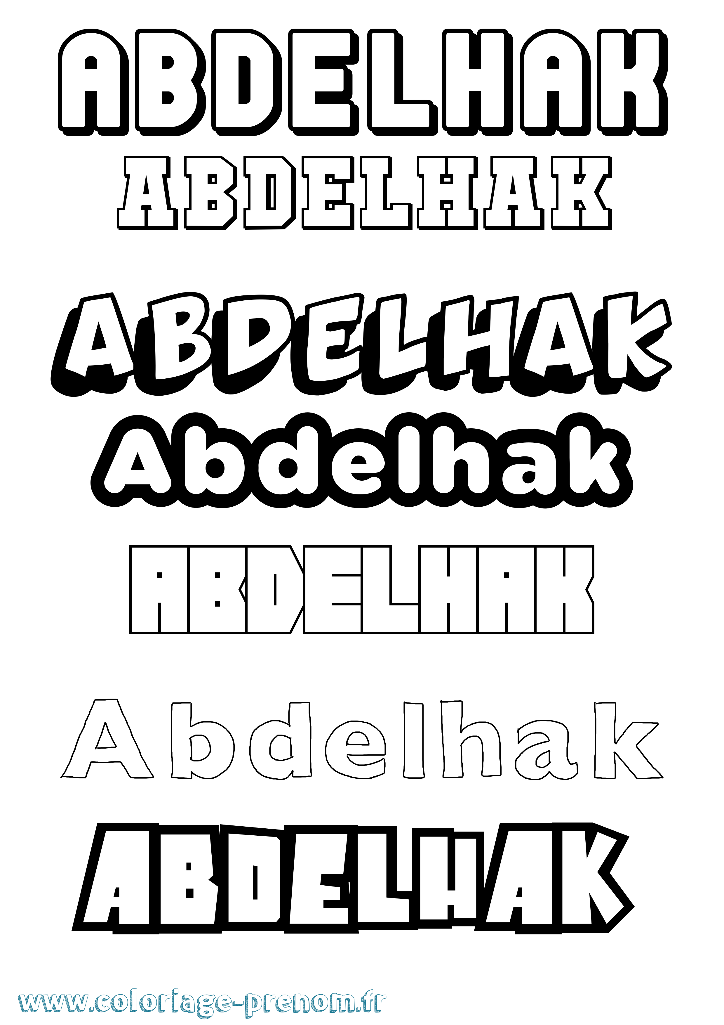 Coloriage prénom Abdelhak Simple
