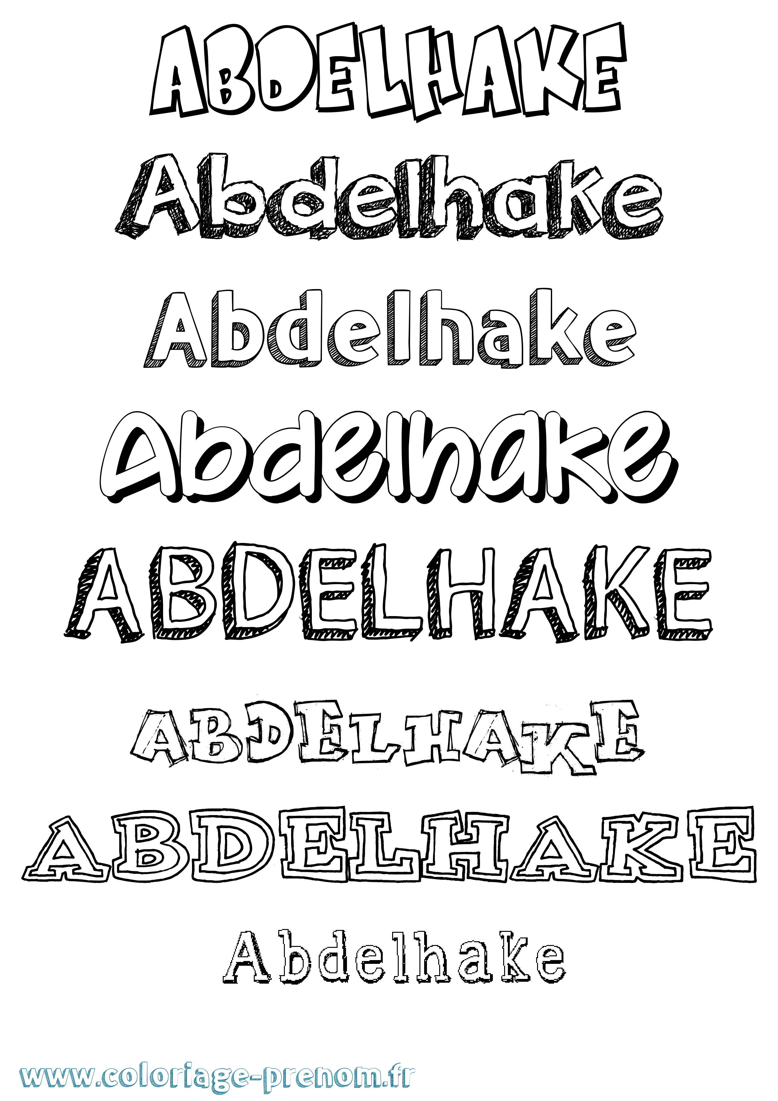 Coloriage prénom Abdelhake Dessiné