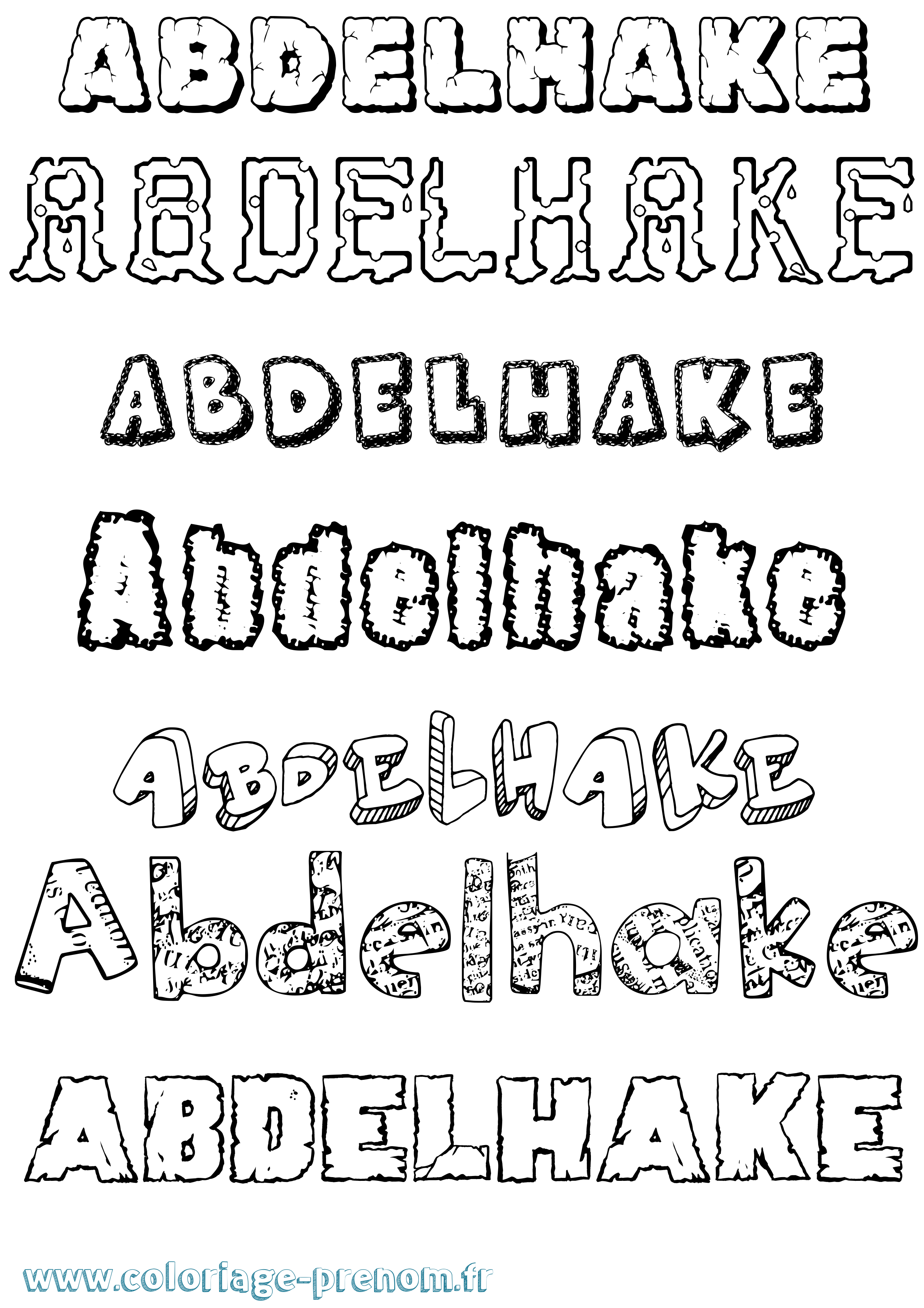 Coloriage prénom Abdelhake Destructuré