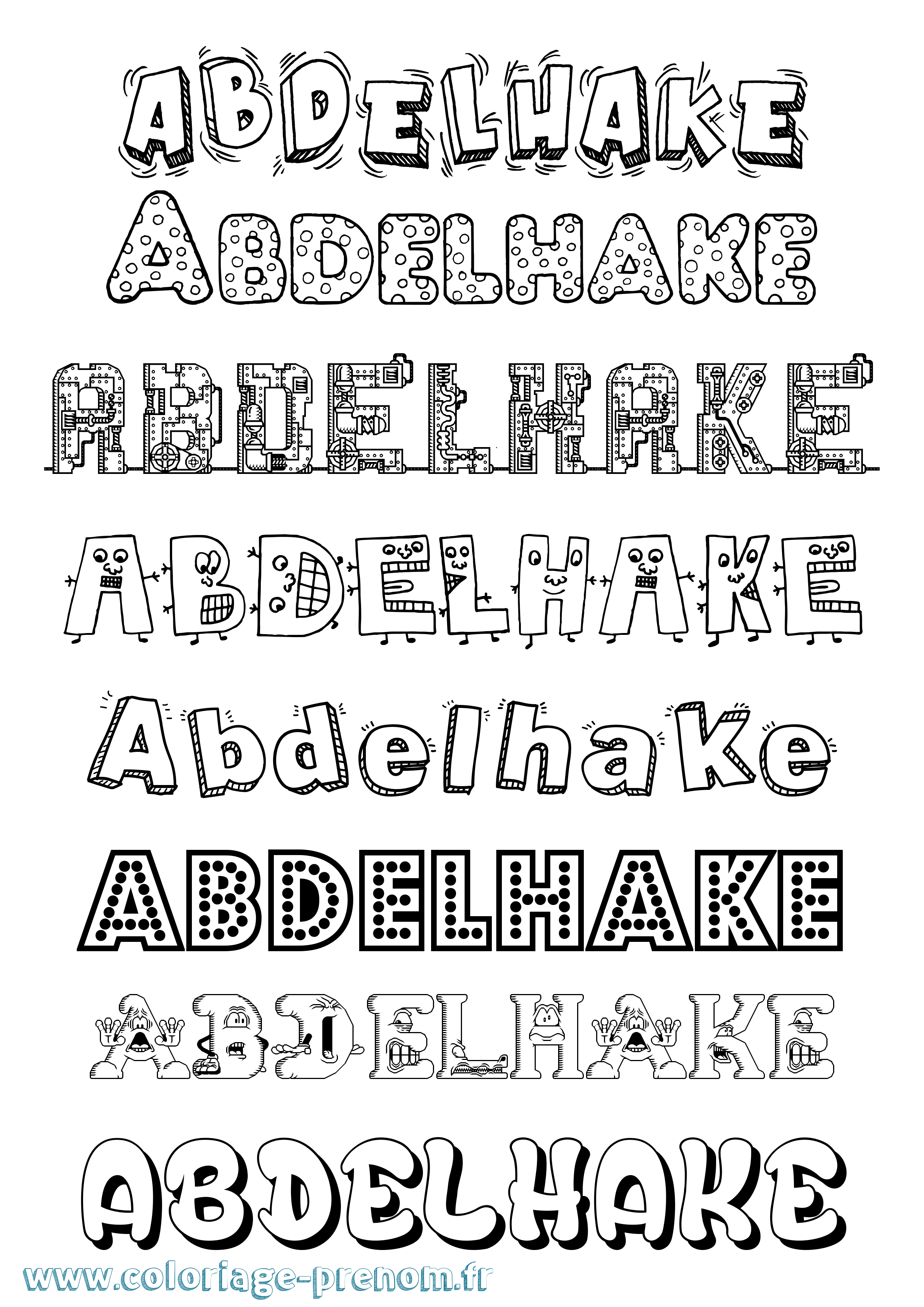 Coloriage prénom Abdelhake Fun