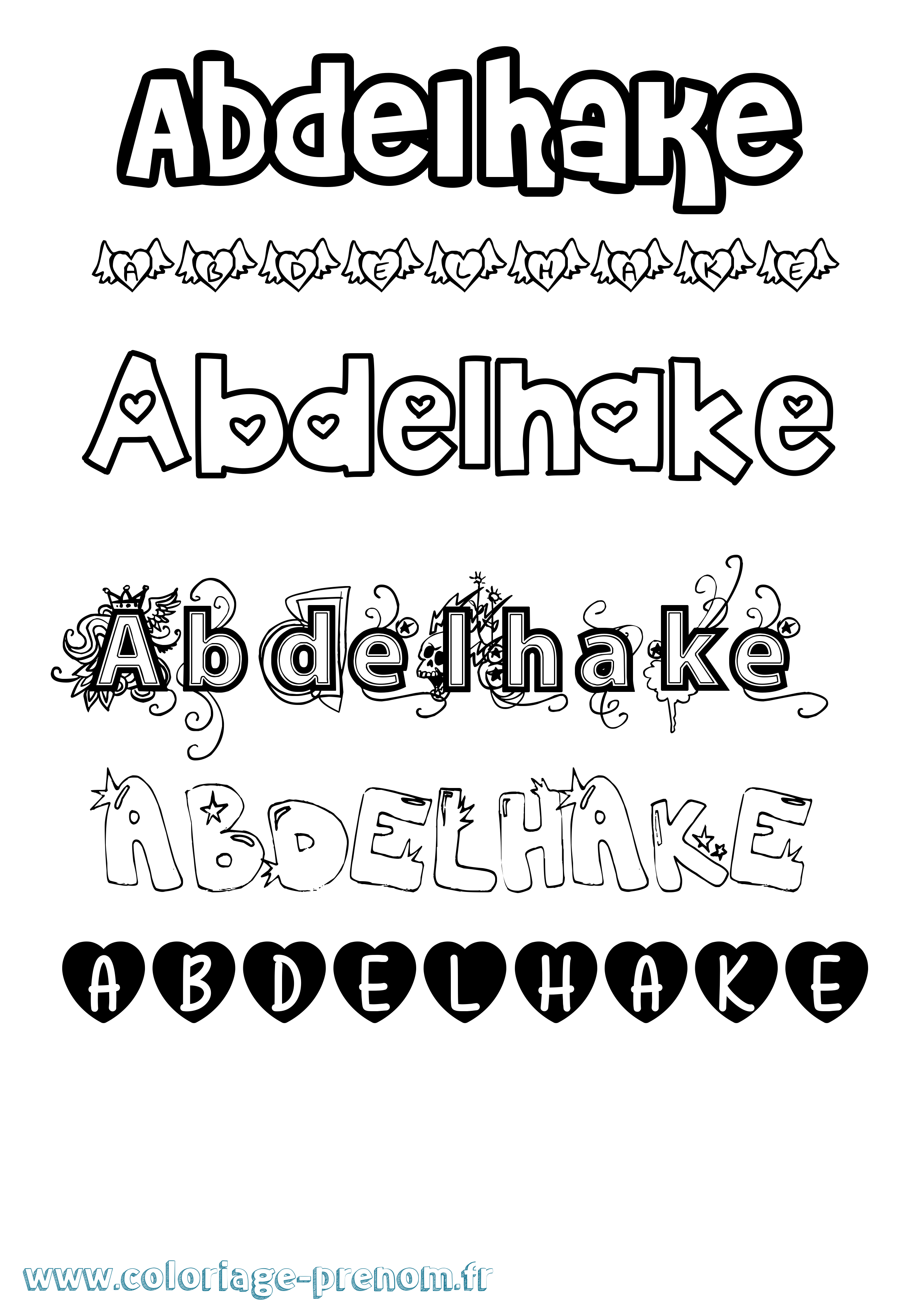 Coloriage prénom Abdelhake Girly