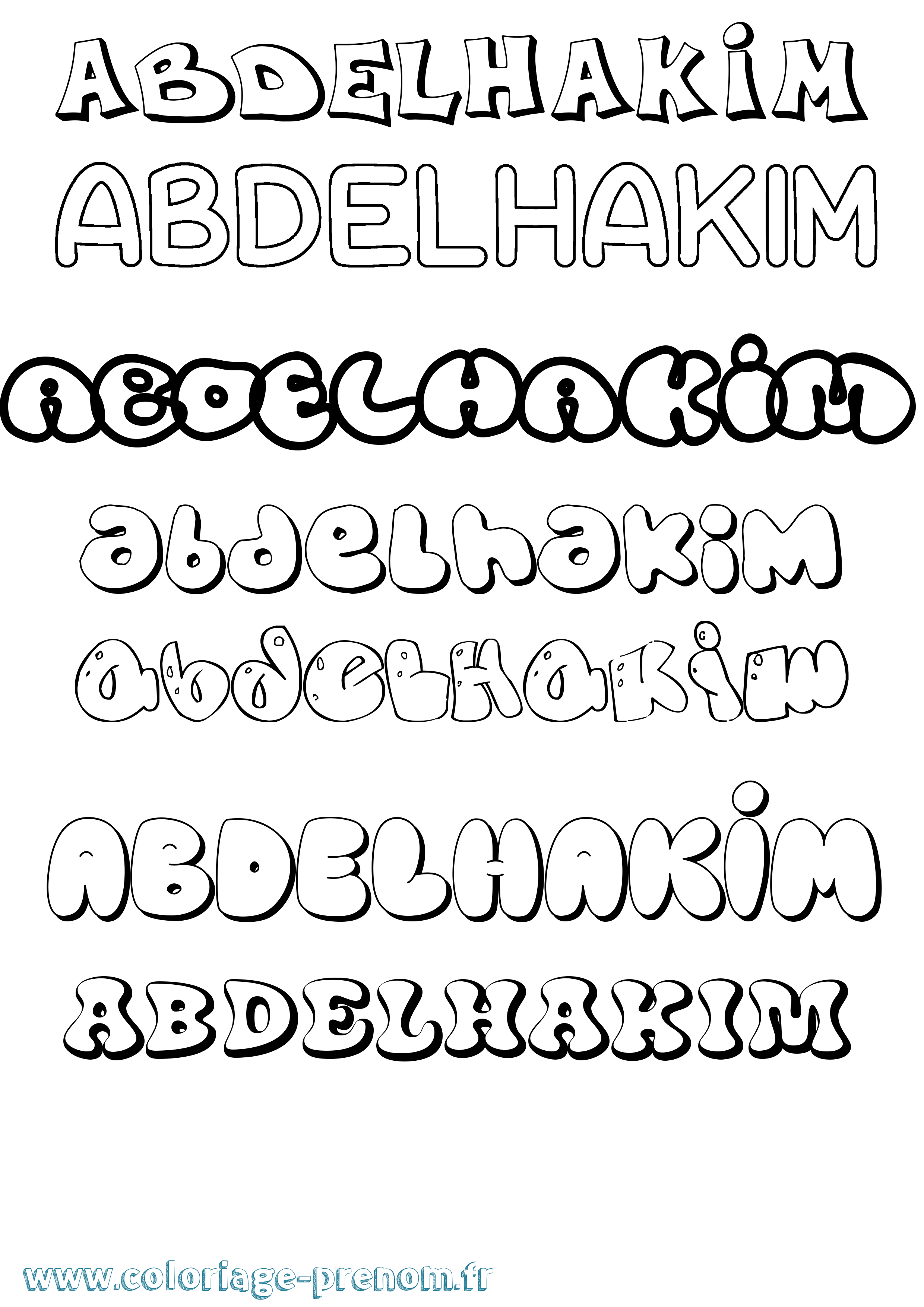Coloriage prénom Abdelhakim Bubble