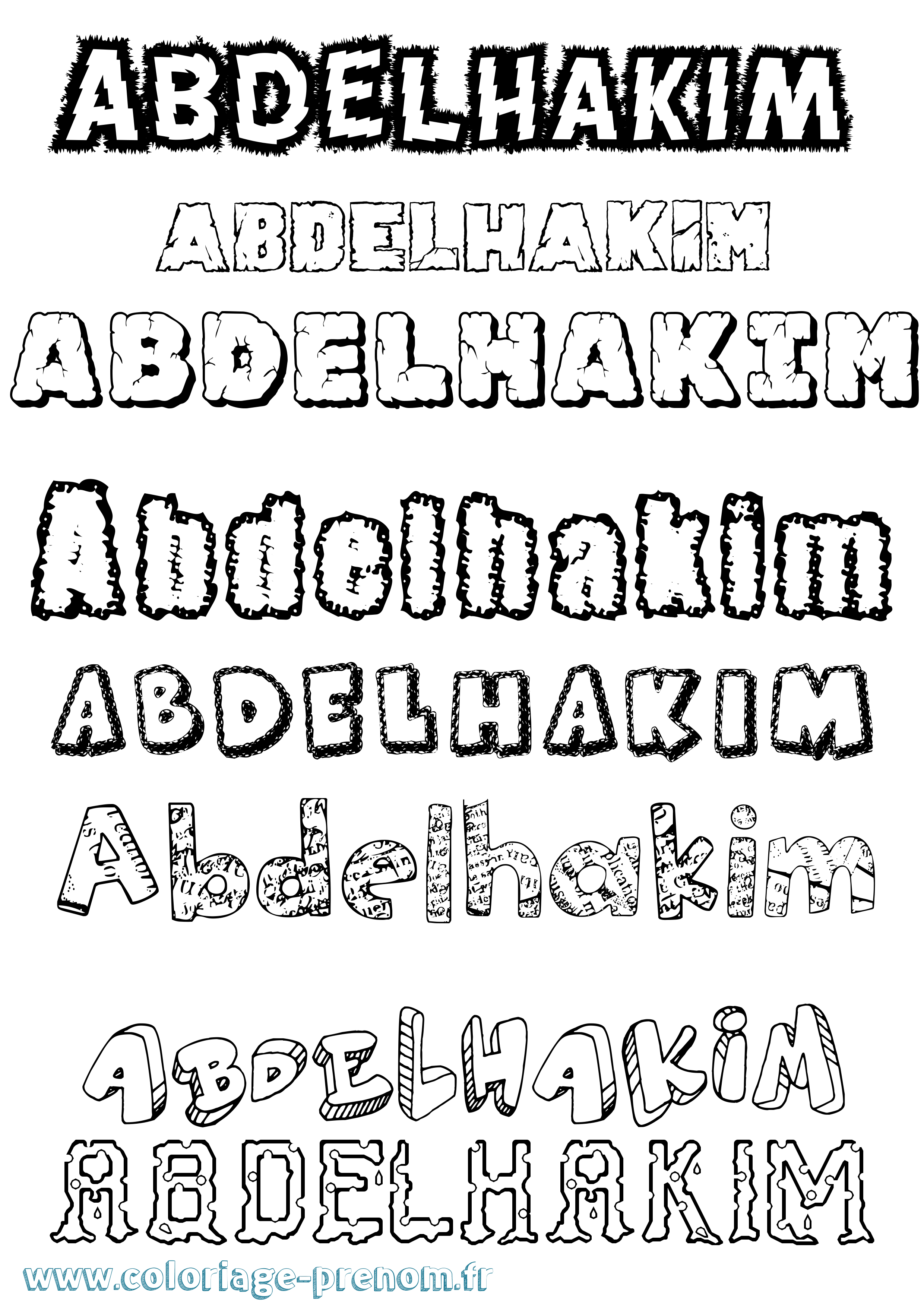 Coloriage prénom Abdelhakim Destructuré