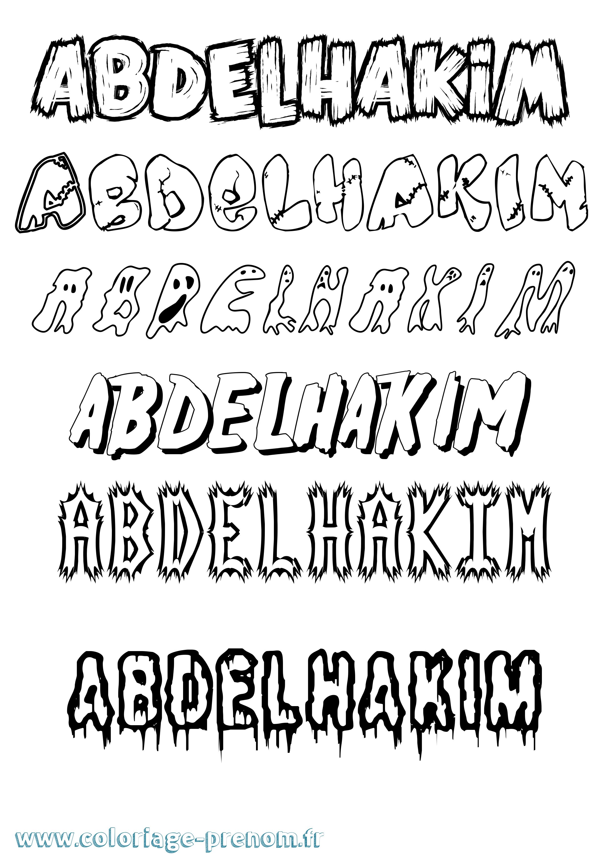 Coloriage Abdelhakim Frisson Coloriage prénom Abdelhakim Frisson