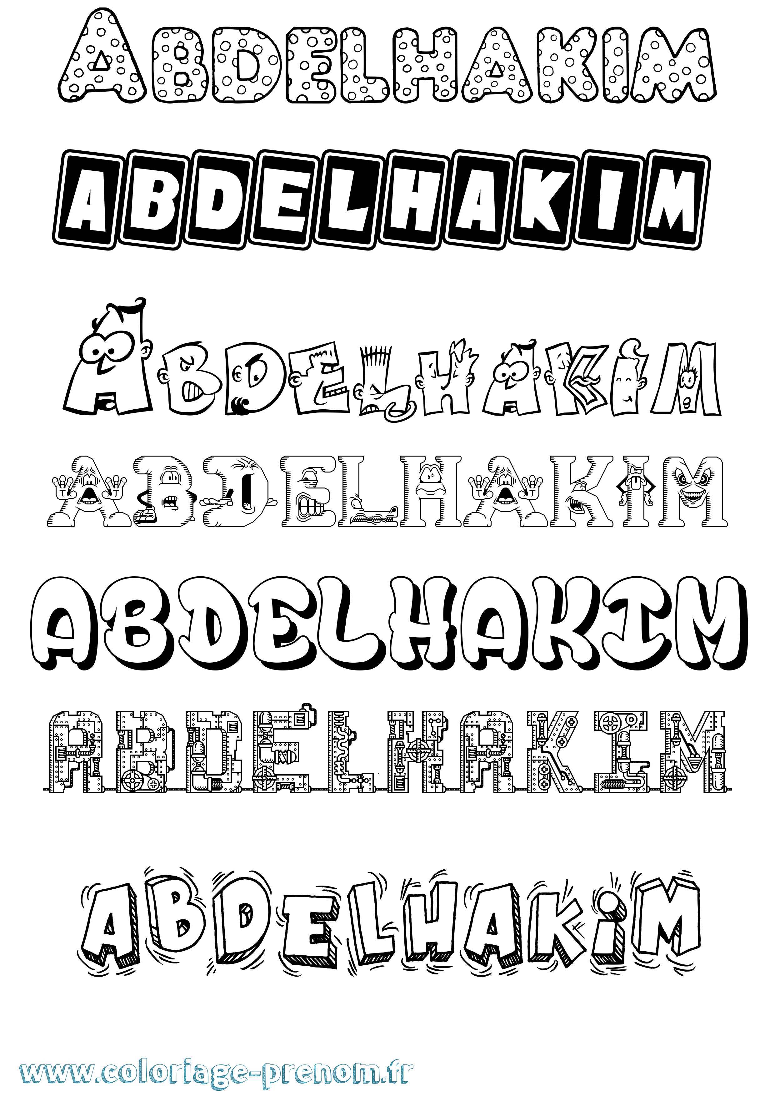 Coloriage prénom Abdelhakim Fun