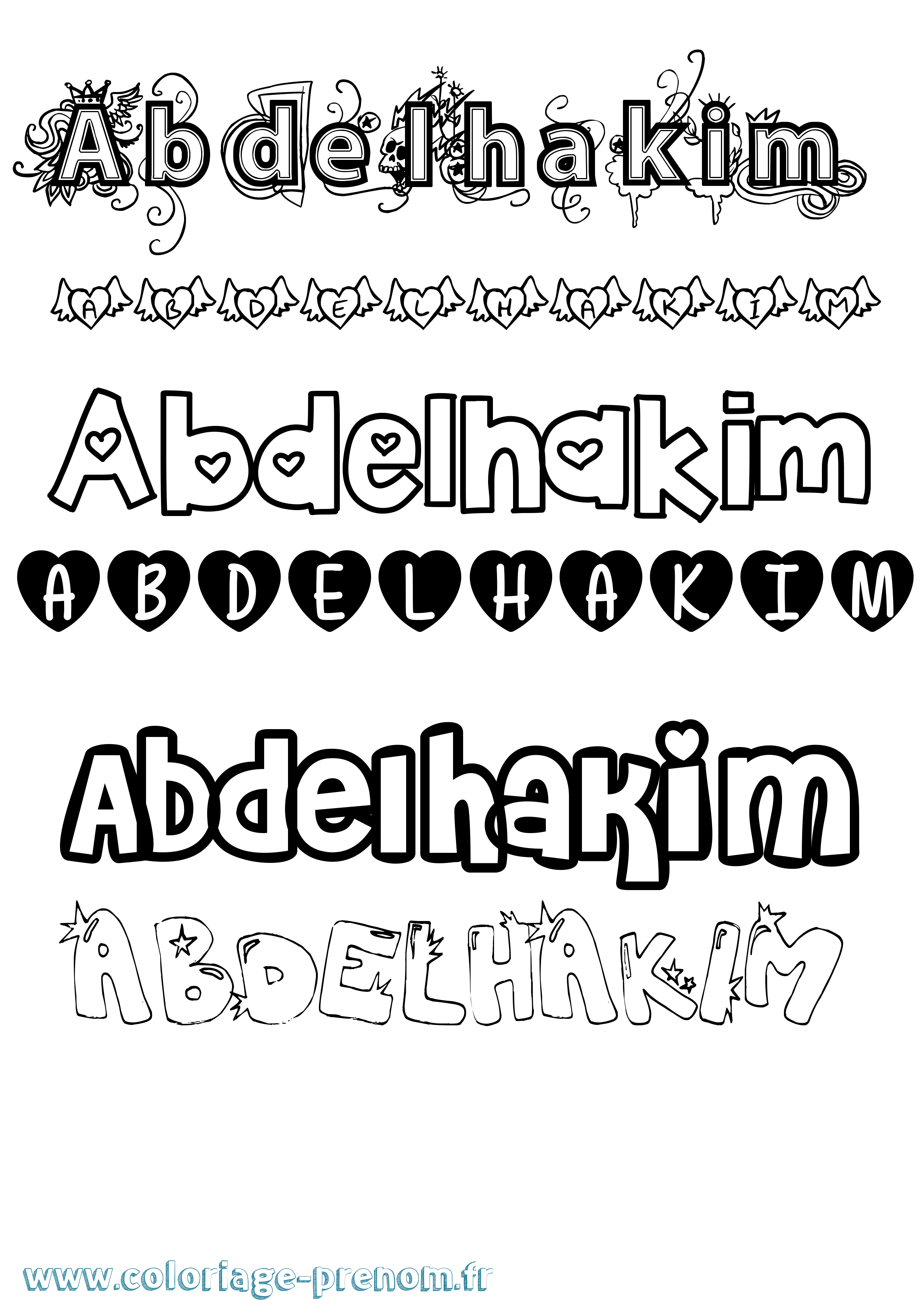 Coloriage prénom Abdelhakim Girly