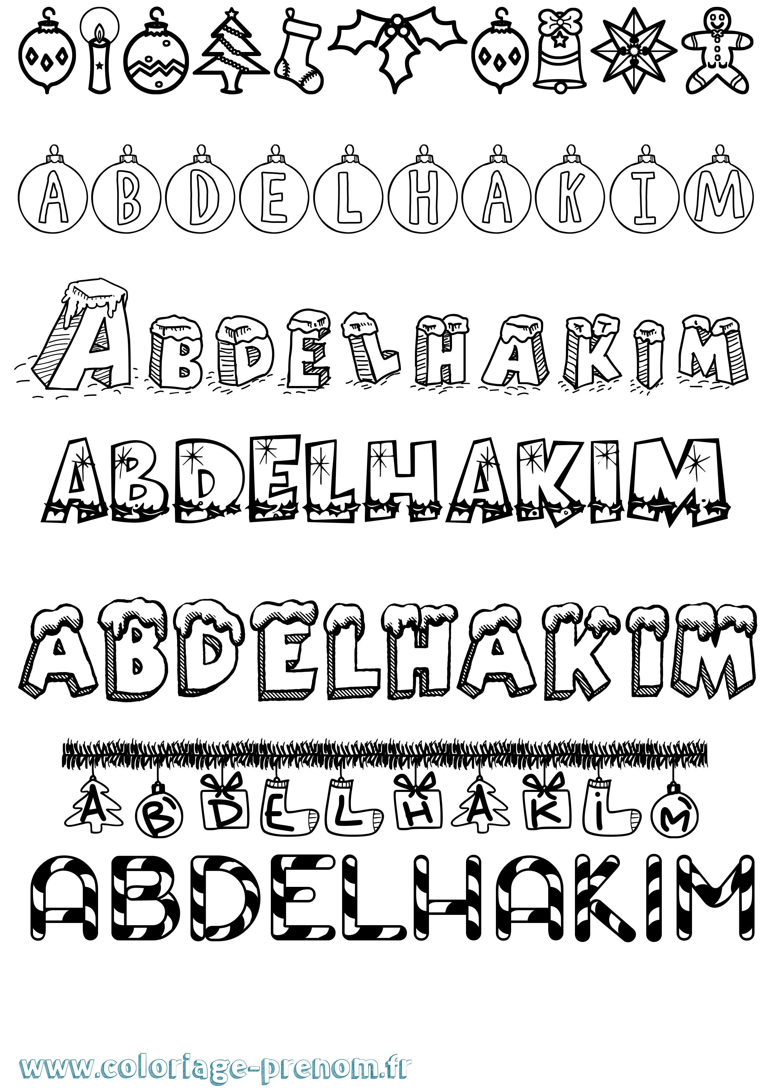 Coloriage Abdelhakim Noël Coloriage prénom Abdelhakim Noël