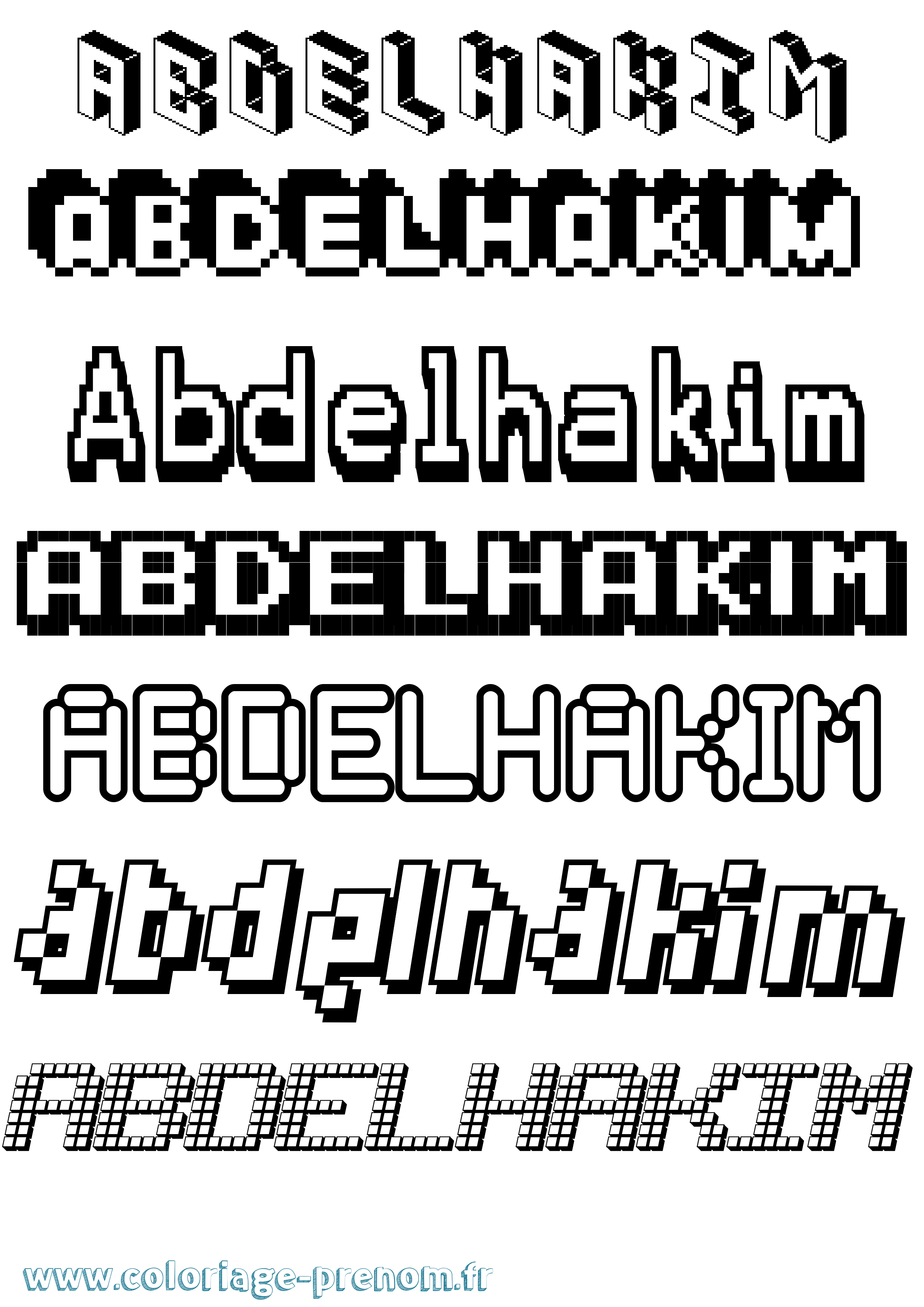 Coloriage prénom Abdelhakim Pixel