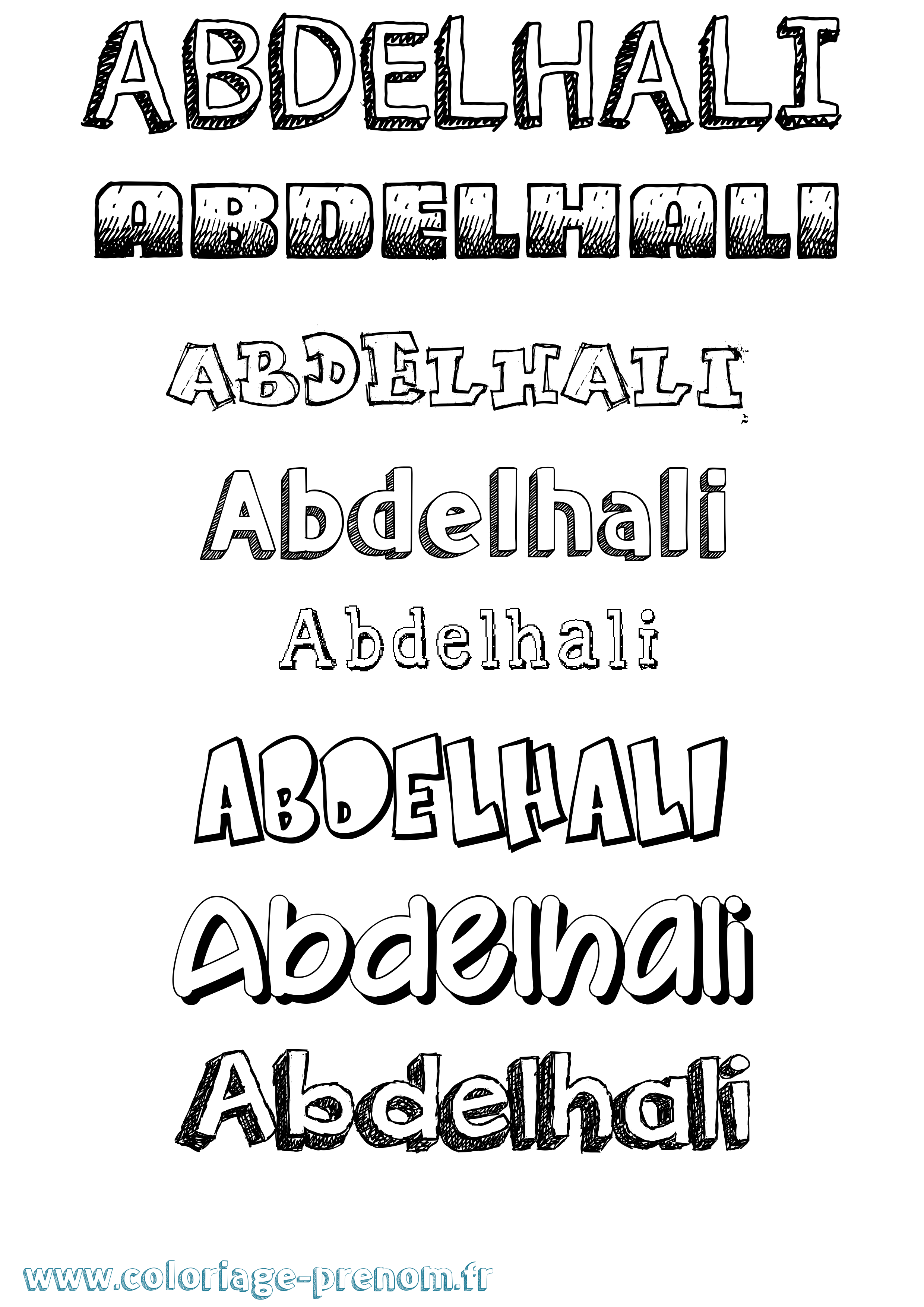Coloriage prénom Abdelhali Dessiné