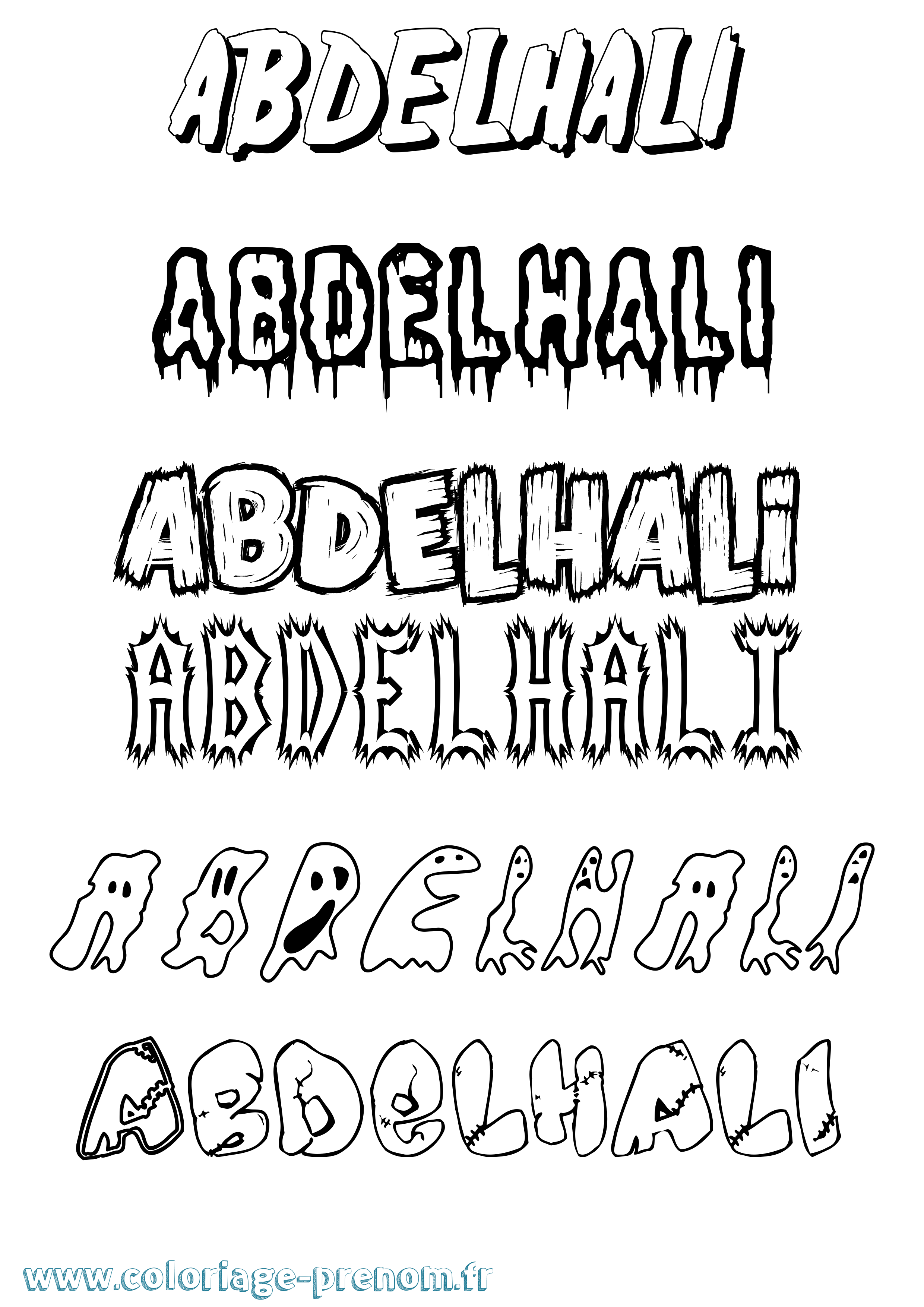 Coloriage prénom Abdelhali Frisson
