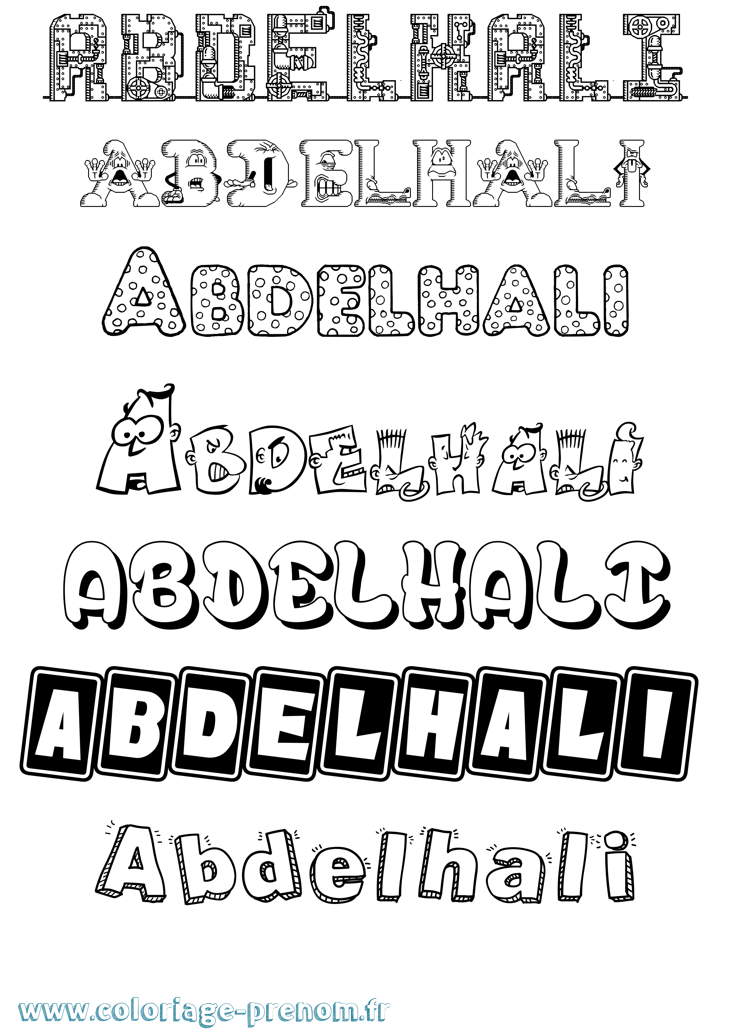 Coloriage prénom Abdelhali Fun