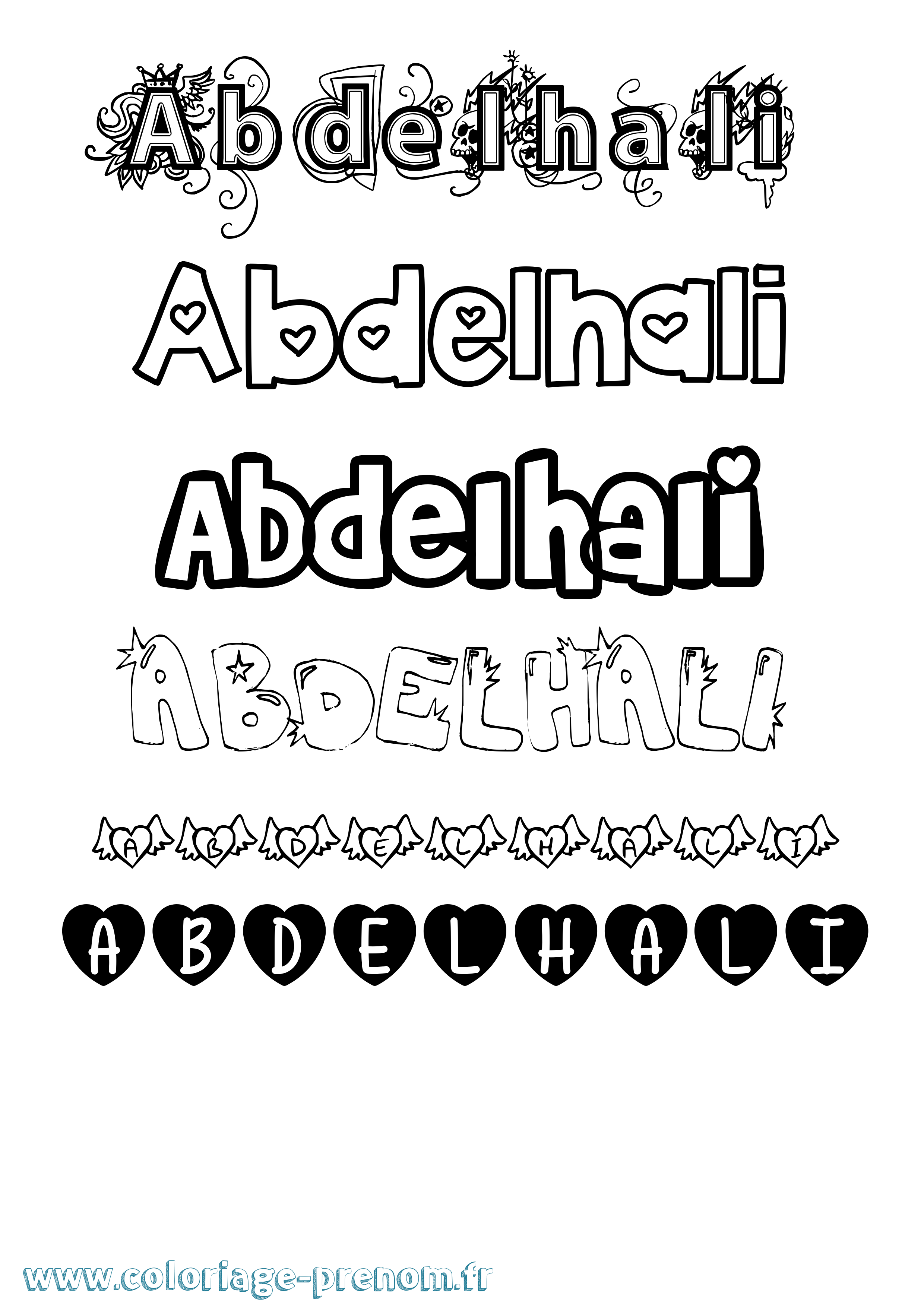 Coloriage prénom Abdelhali Girly