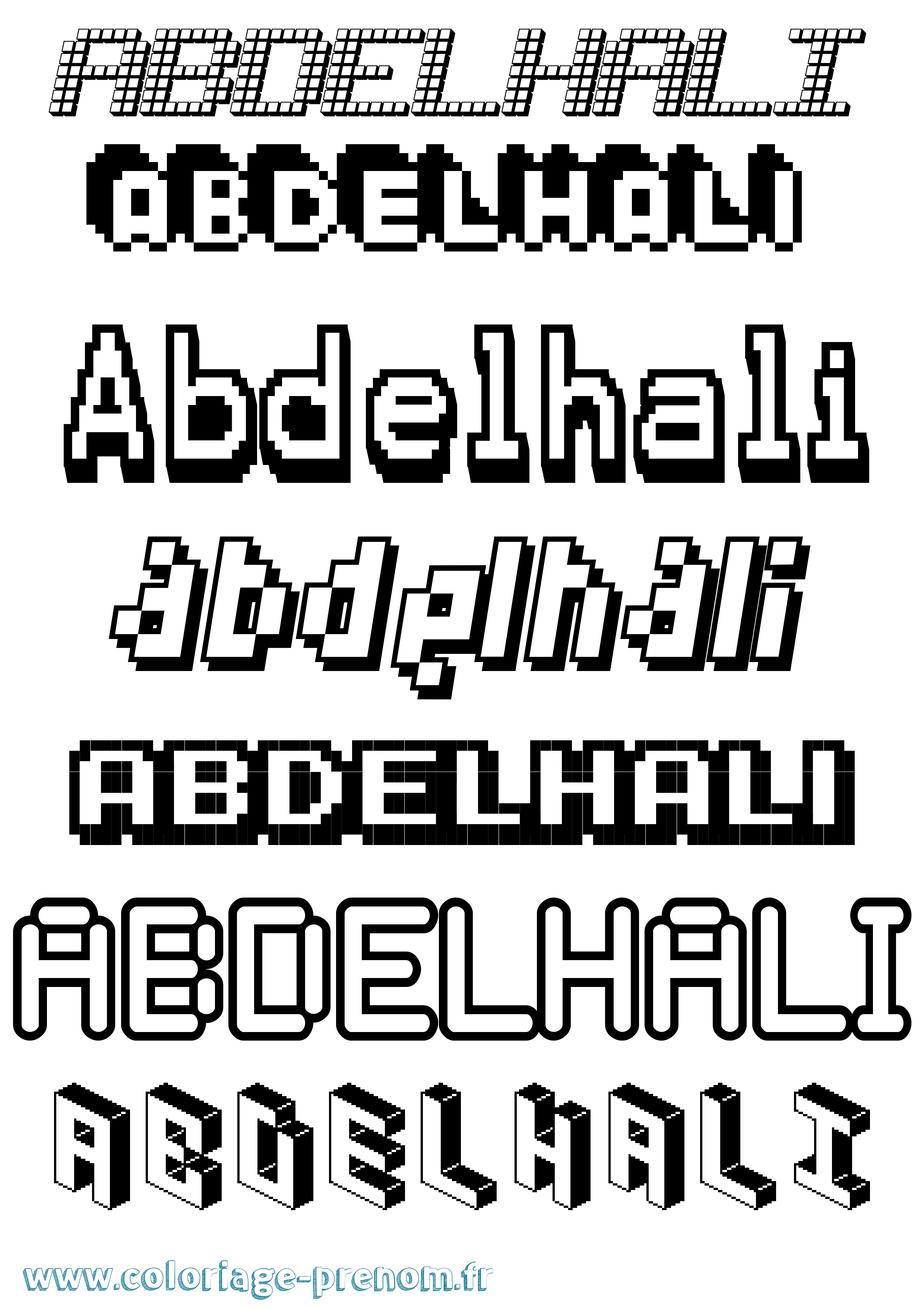 Coloriage prénom Abdelhali Pixel
