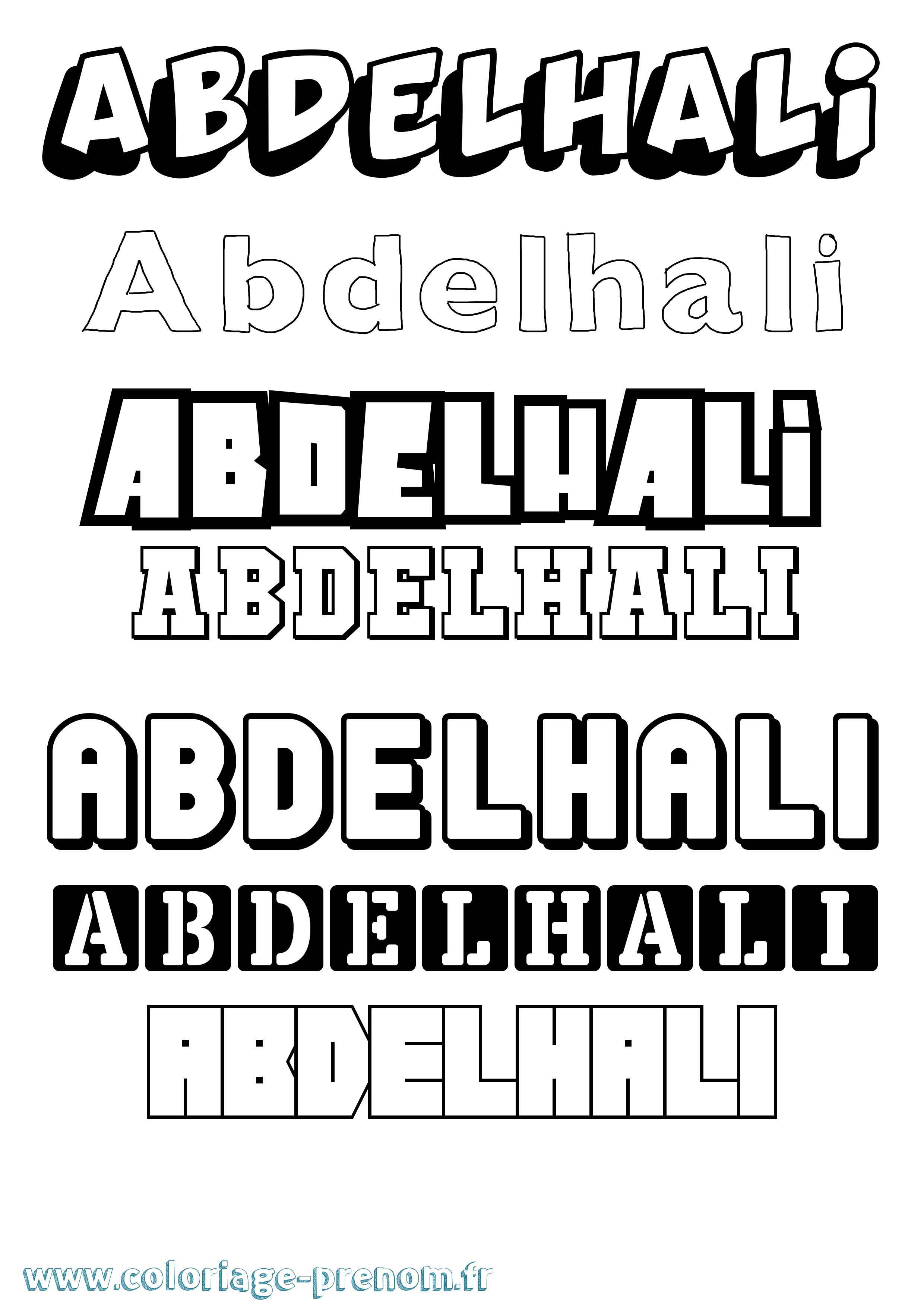 Coloriage prénom Abdelhali Simple